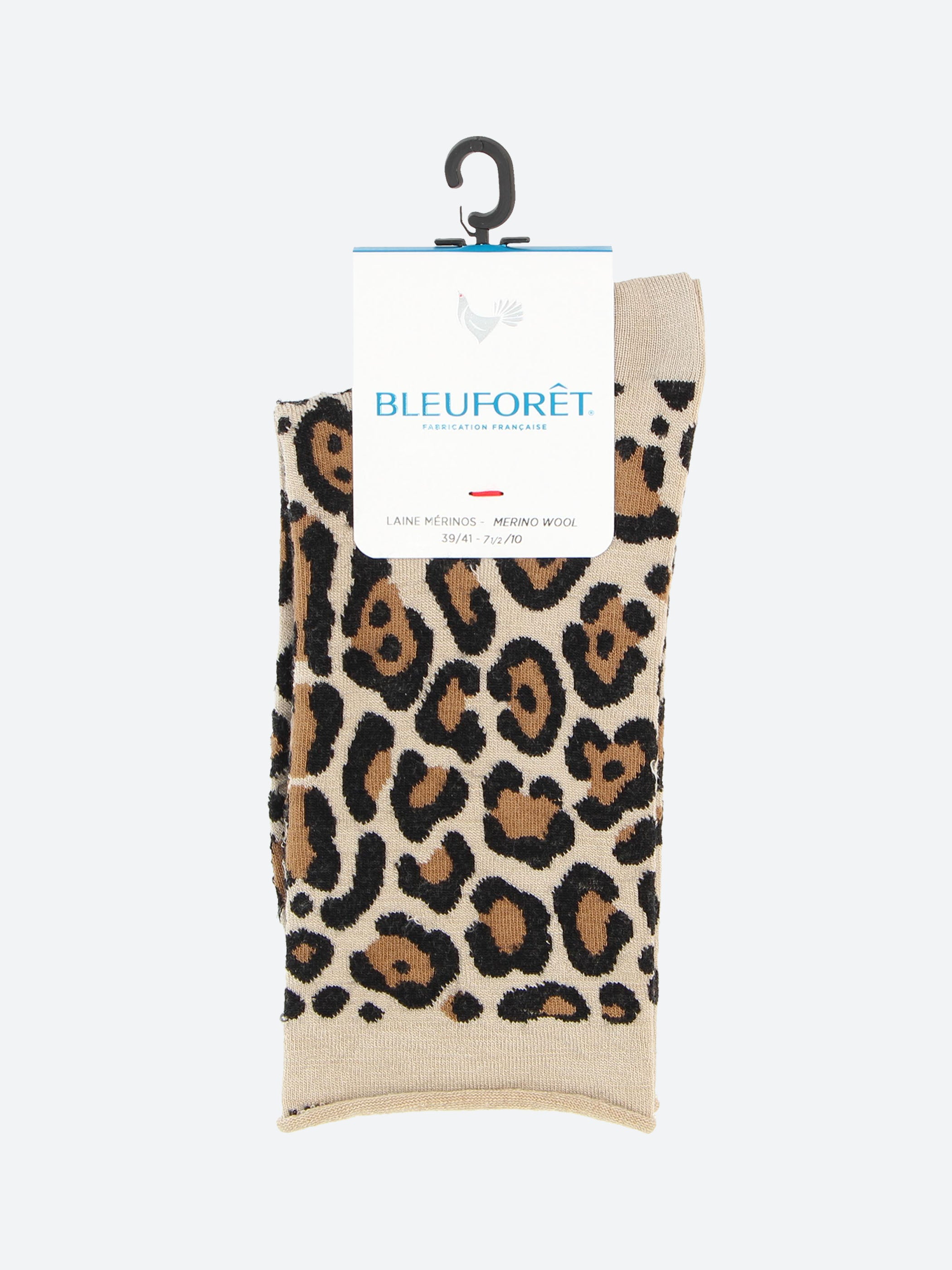 Fine Wool Leopard Print Socks
