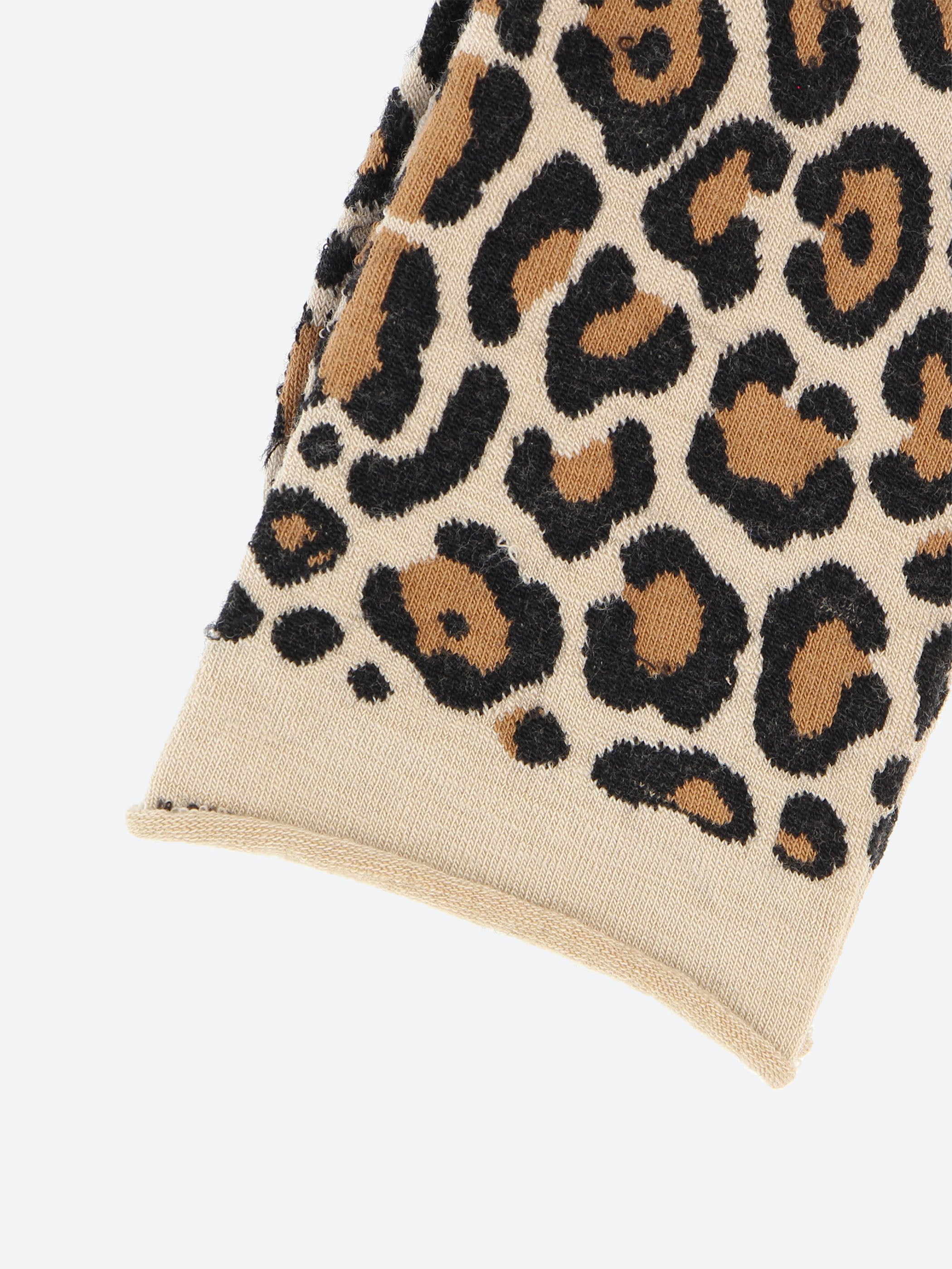 Fine Wool Leopard Print Socks