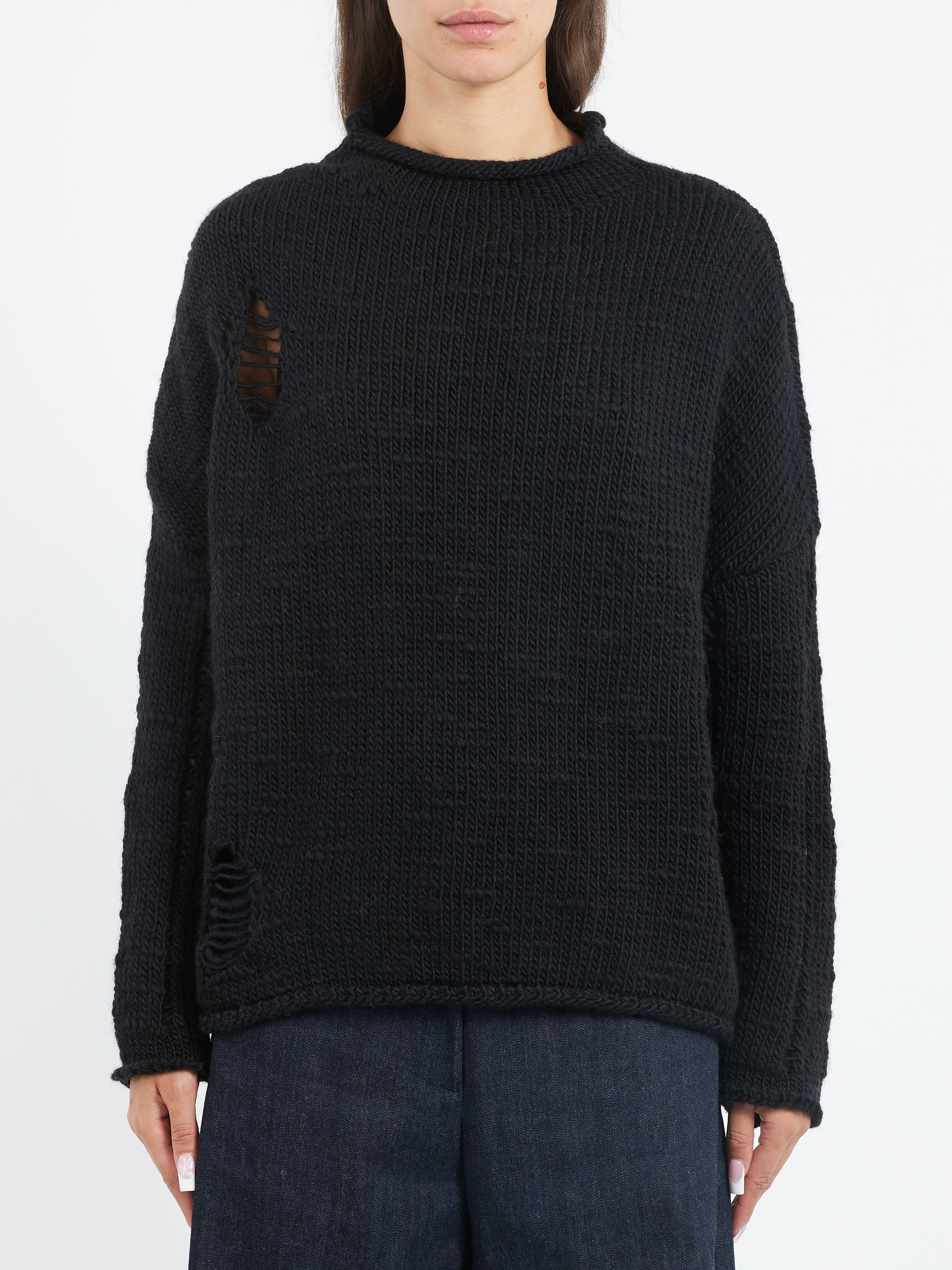 Black distressed sweater hotsell