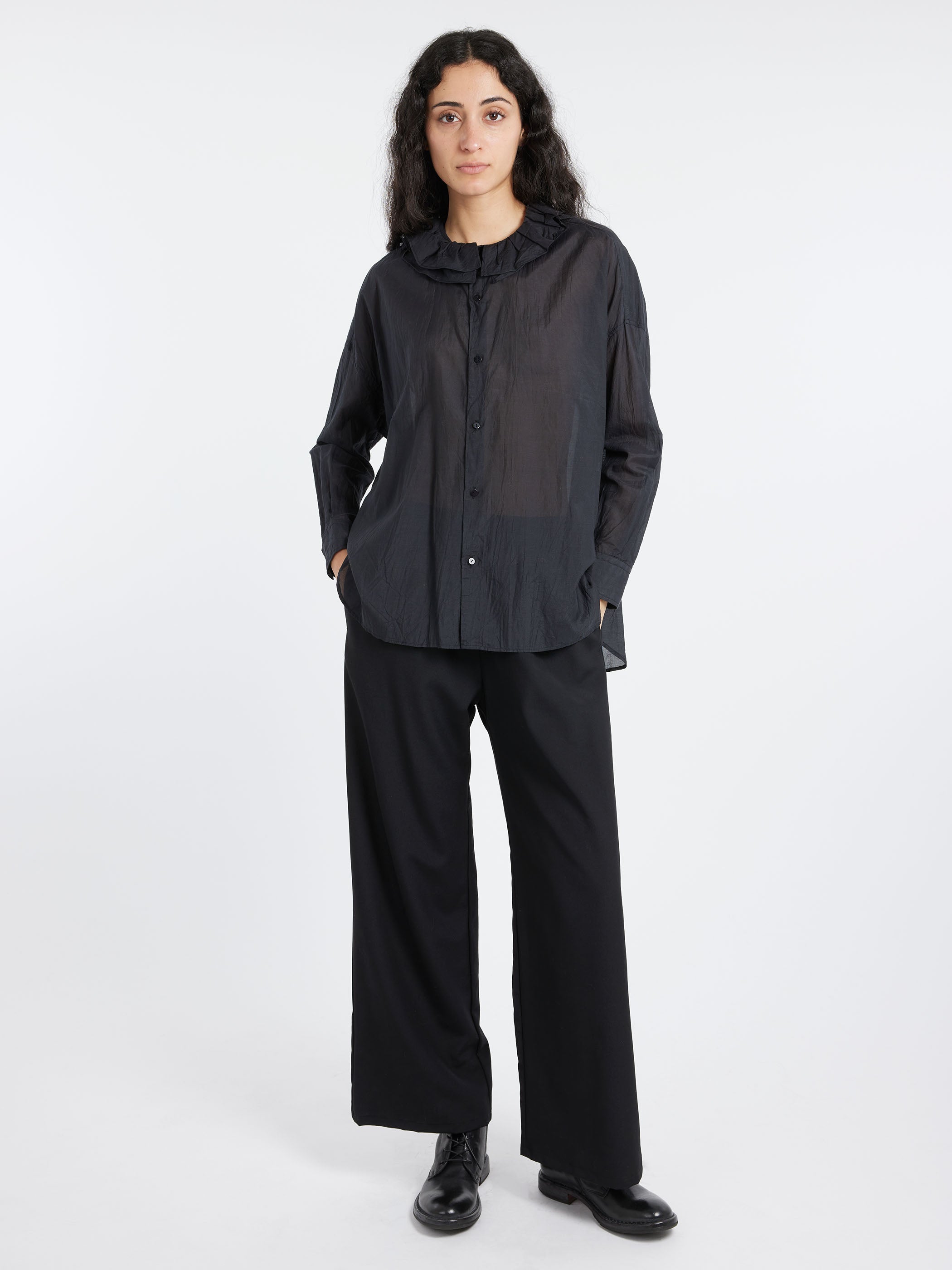 Ruffle Collar Baggy Shirt