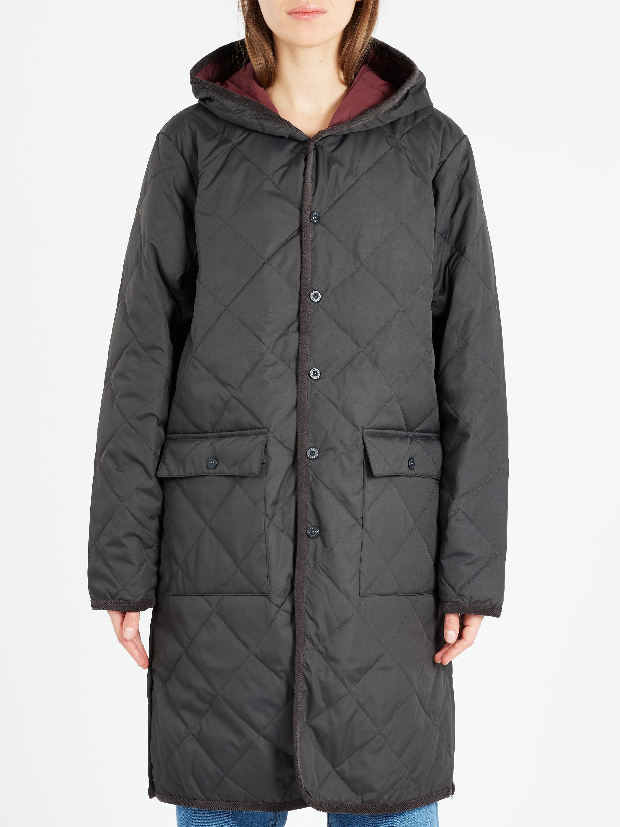 Piping Hood Long Down Coat