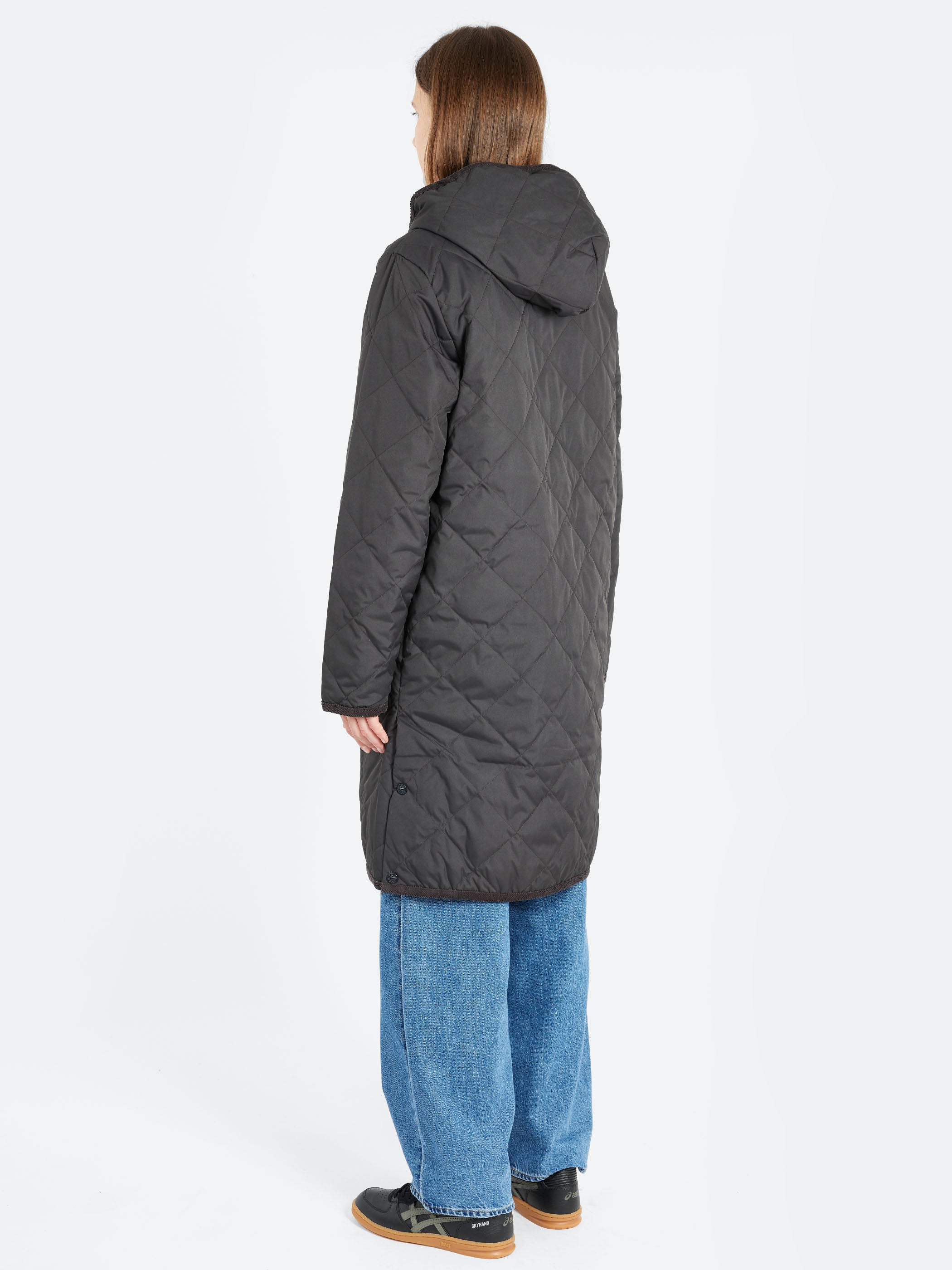 Piping Hood Long Down Coat