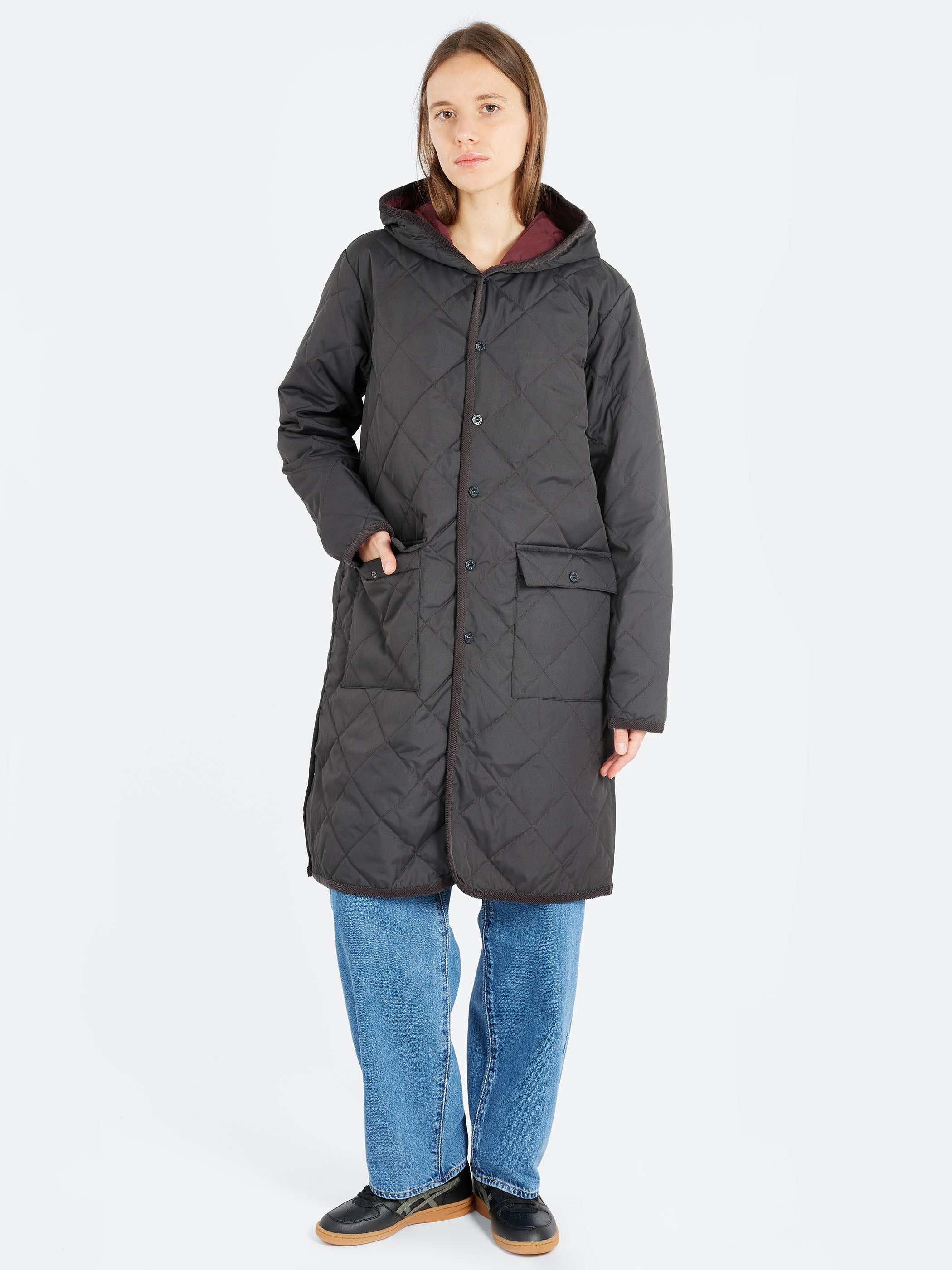 Piping Hood Long Down Coat