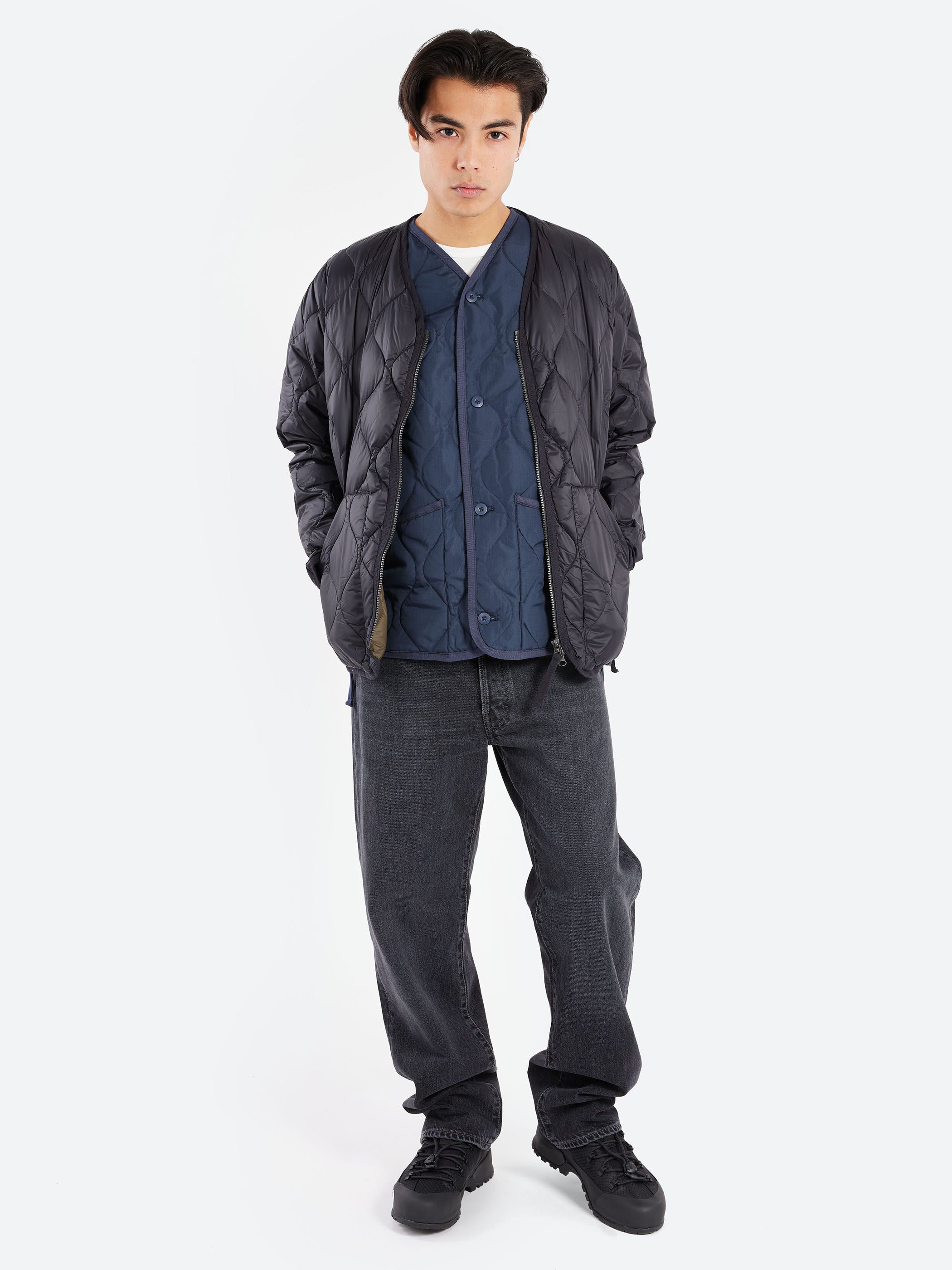Military Zip V-Neck Down Jacket