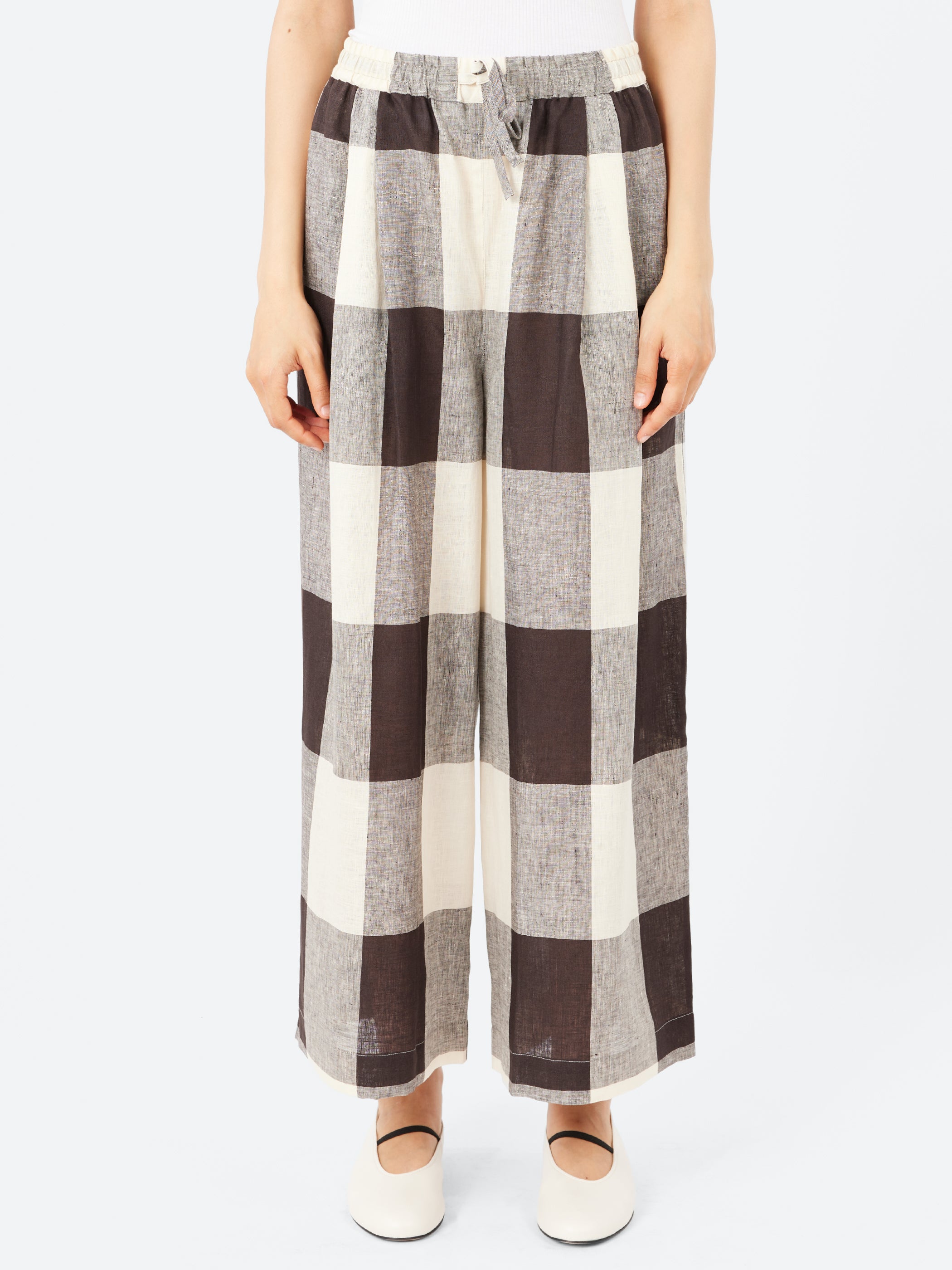 Macro Gingham Lightweight Linen Trousers