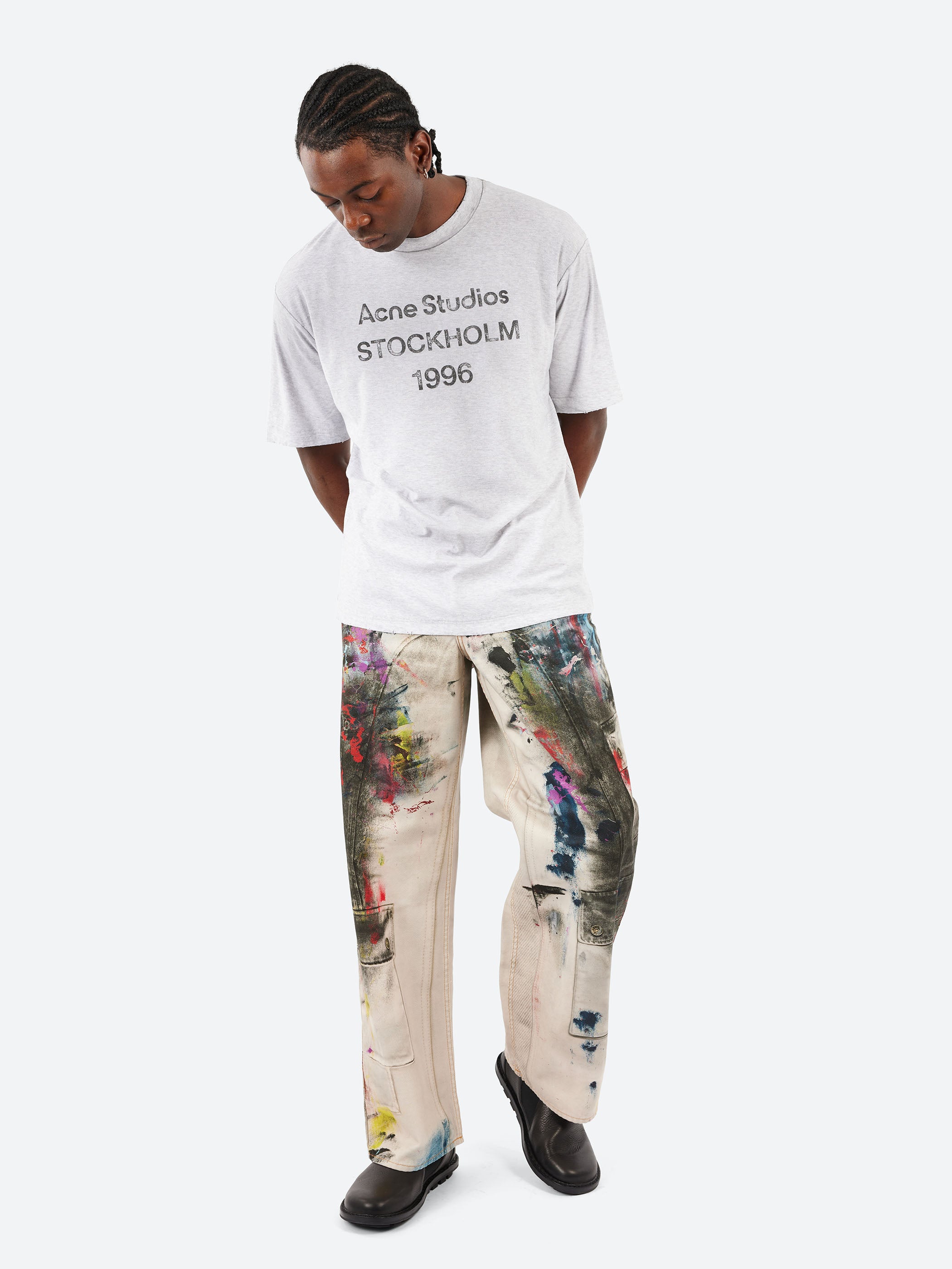 Acne Studios - Exford U 1996 Melange T-Shirt in Pale Grey