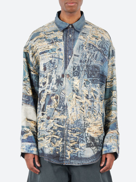[ JEANS] Bubble Back T-shirt ★人気★ Acne Studios - Seta L/S Torn Scribble Button-Up Shirt in