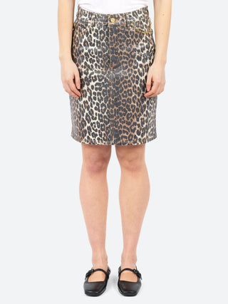 GANNI Foil Print Denim Skirt