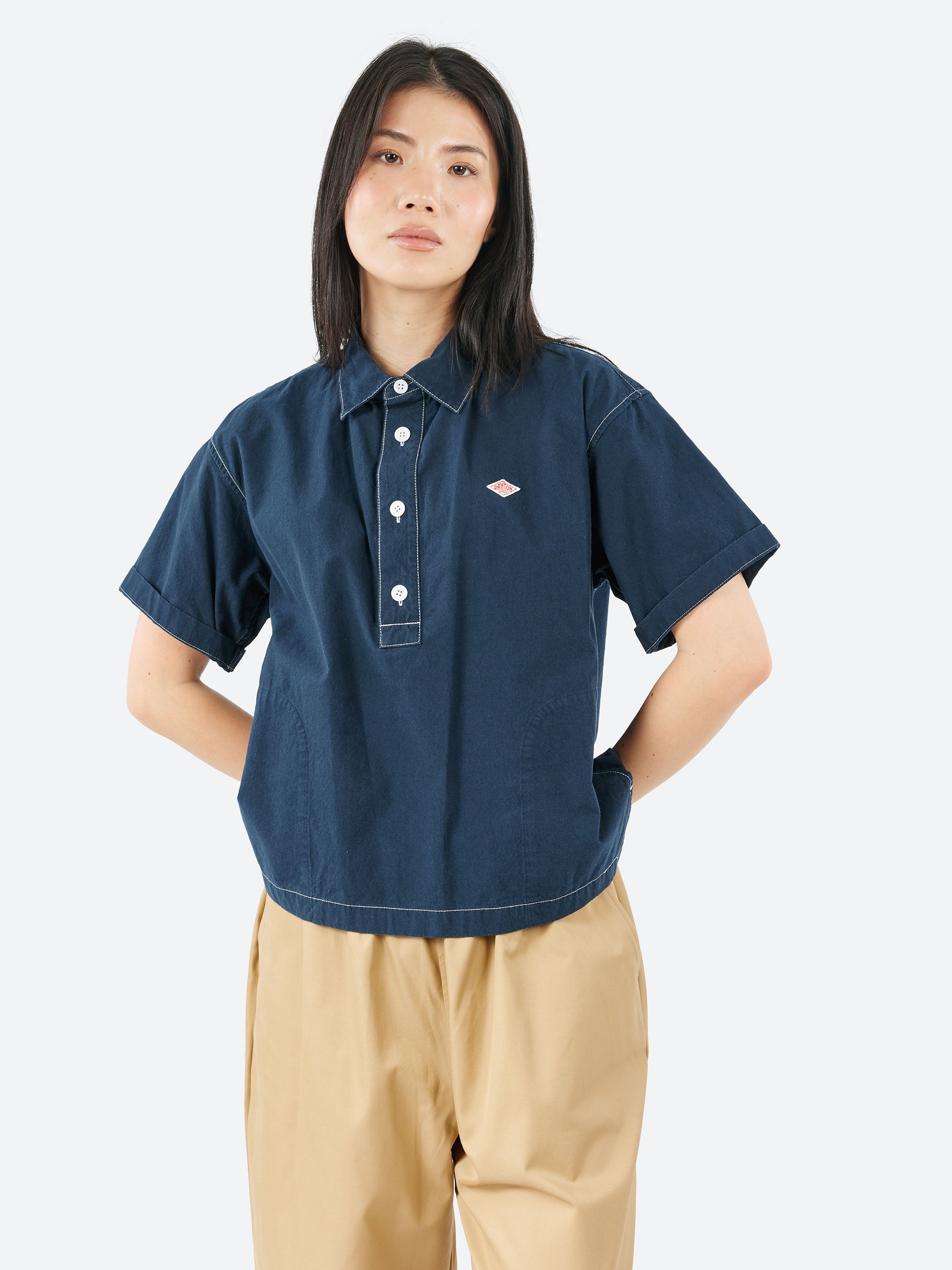 Danton - Short Sleeve Pullover Work Shirt in Dark Navy