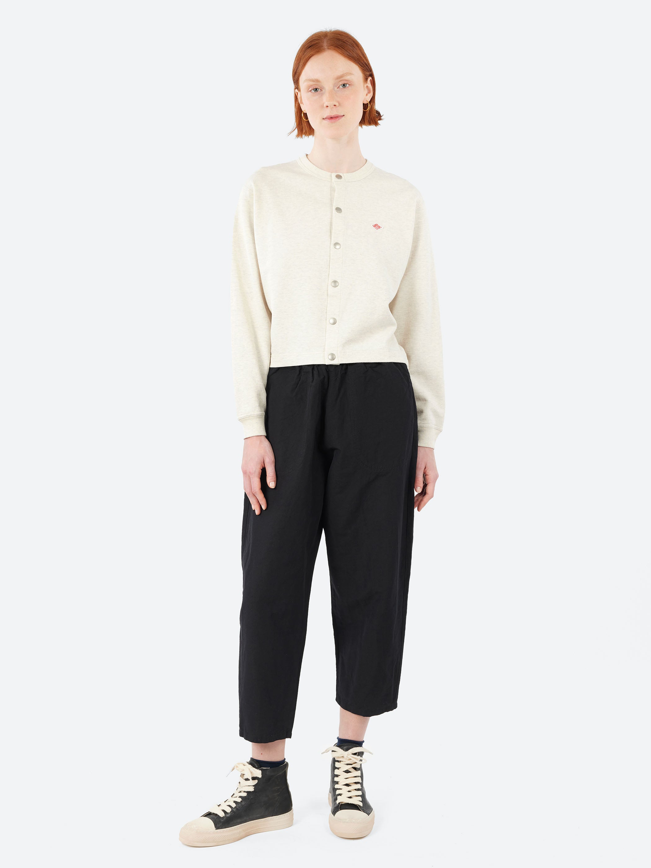 Women's Cotton Terry Crew Neck Cardigan
