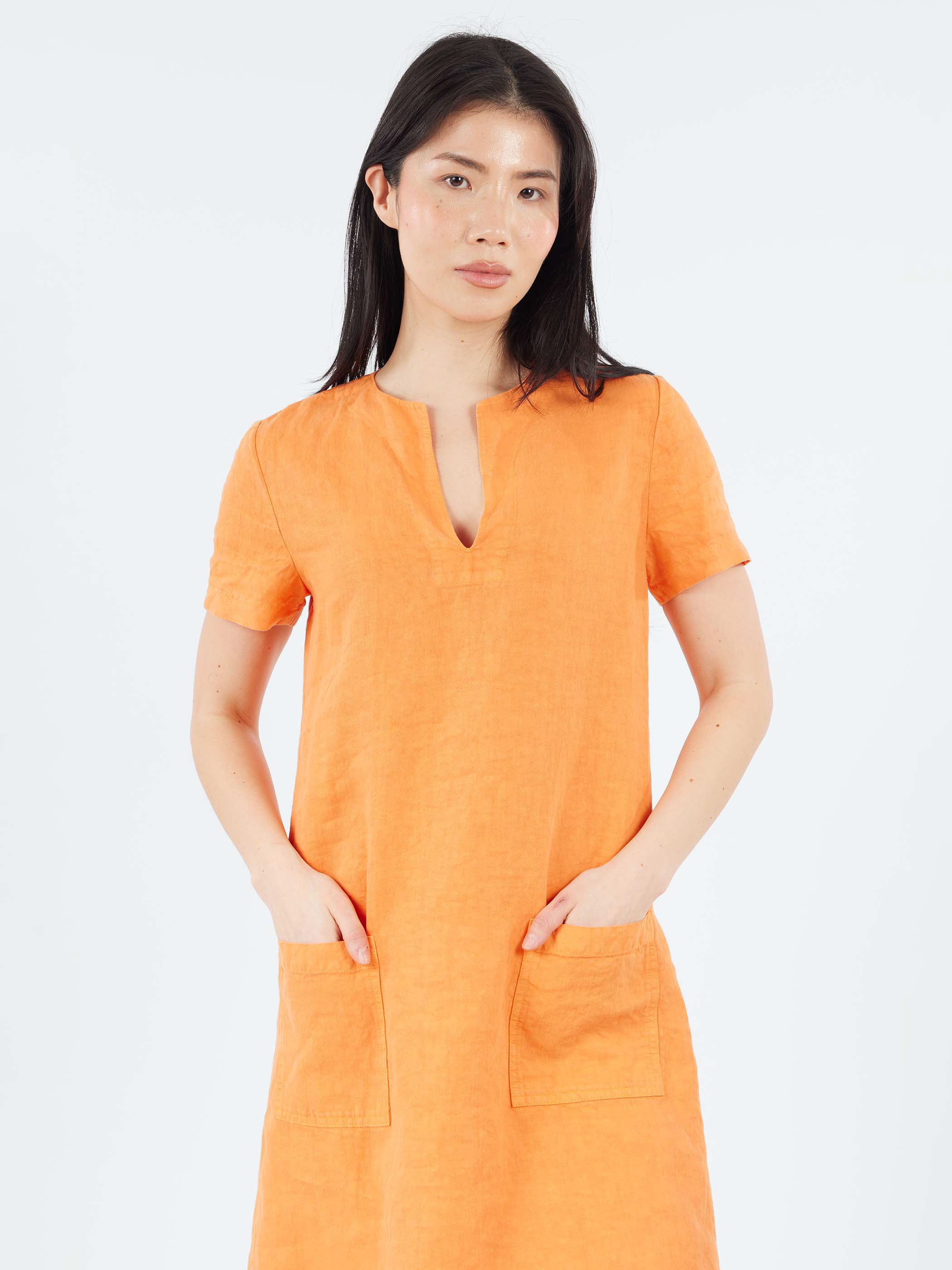 Slub Linen Short Dress