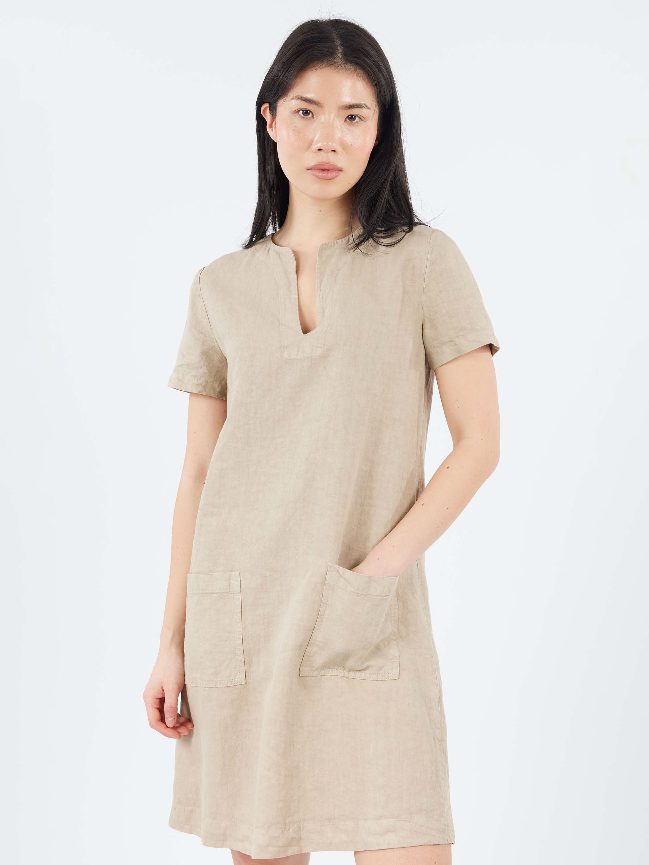 Slub Linen Short Dress