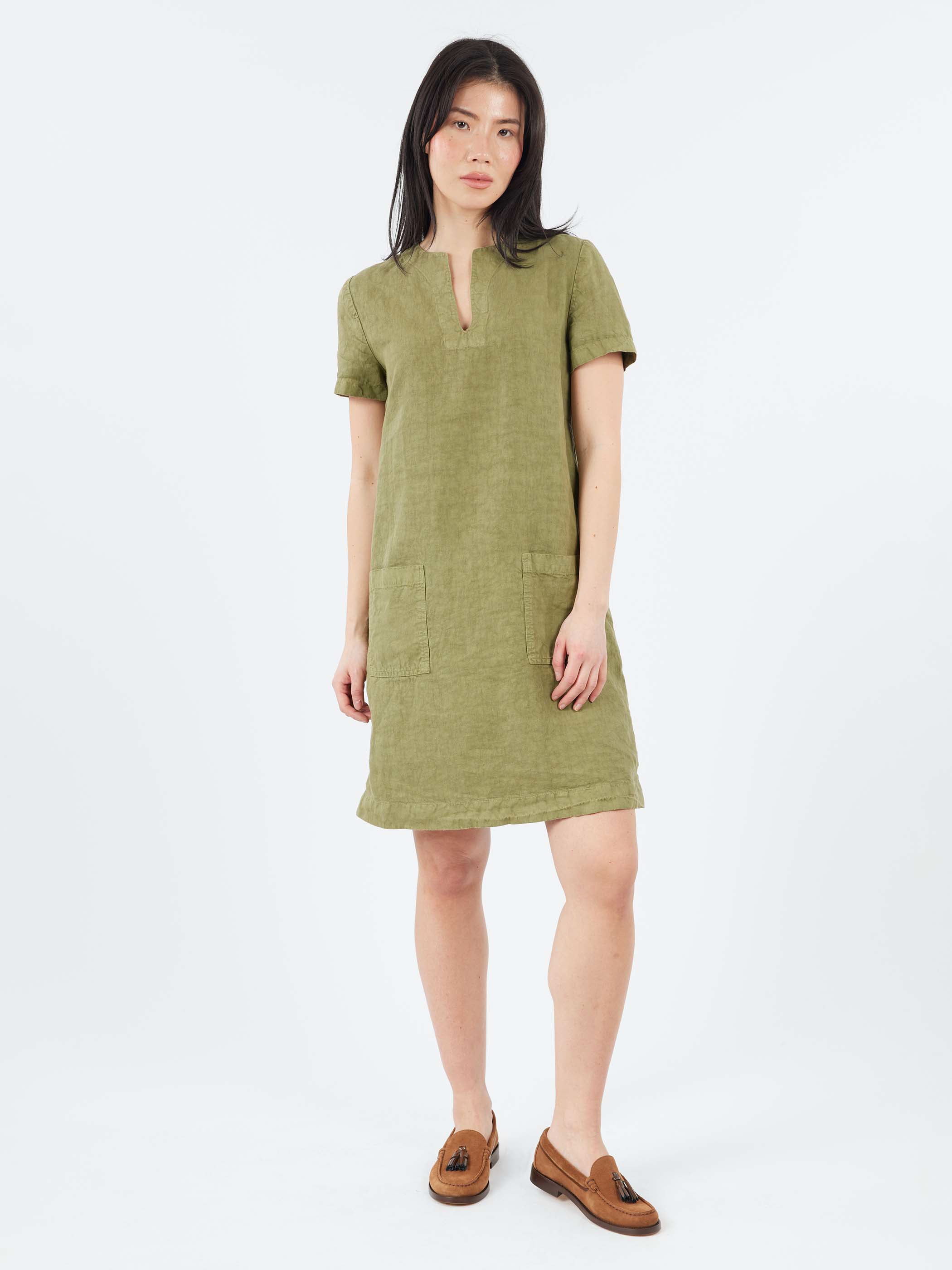 Slub Linen Short Dress