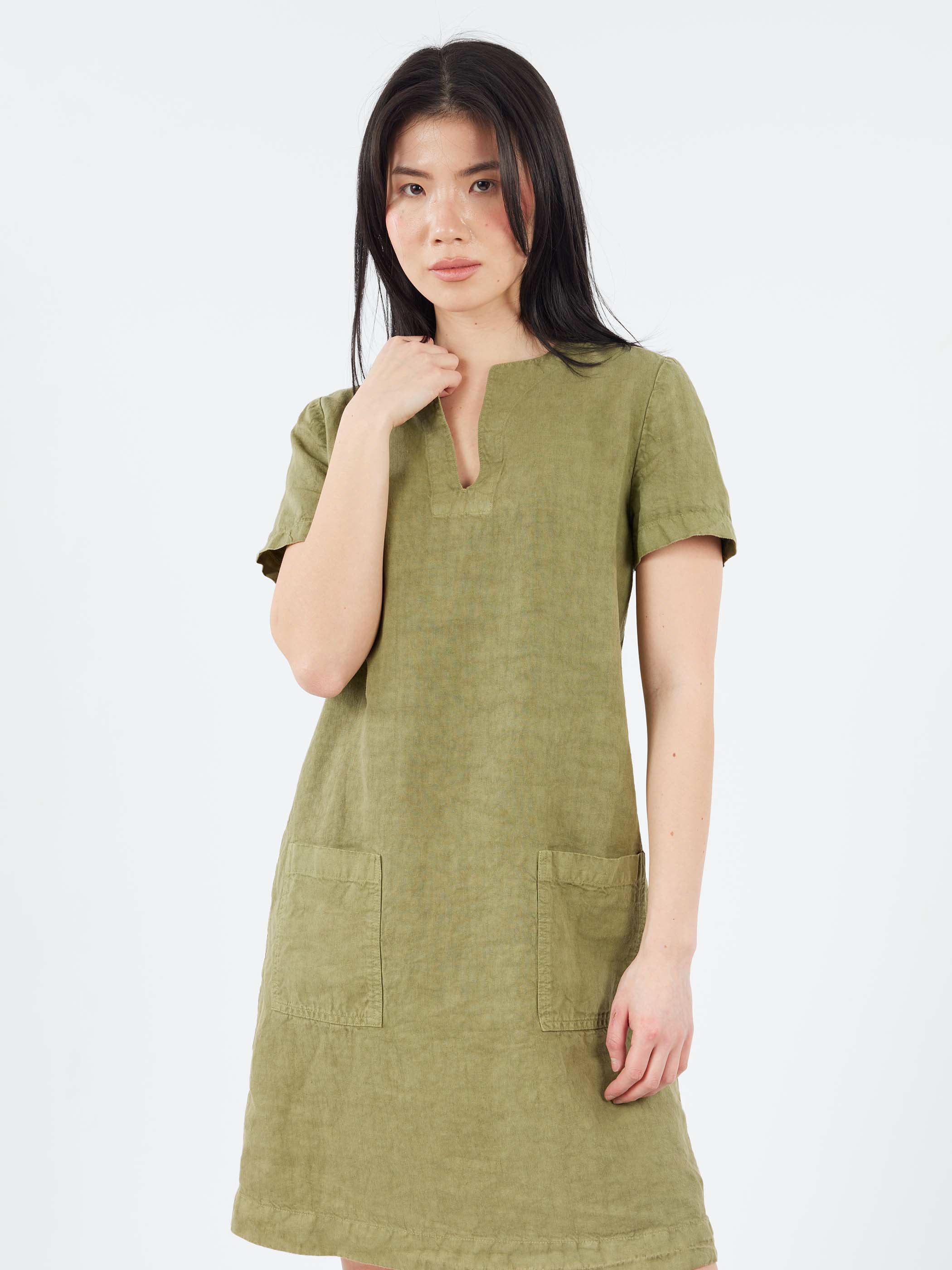 Slub Linen Short Dress