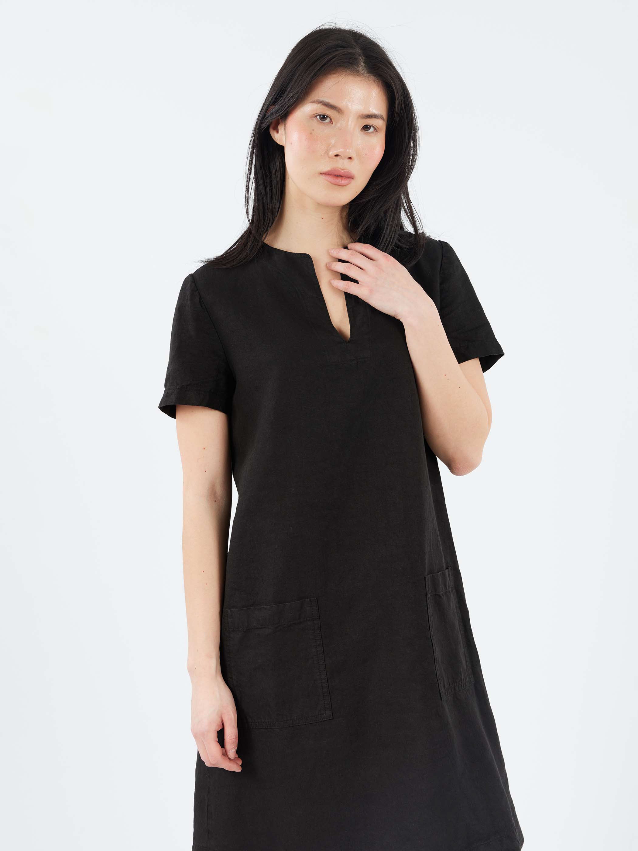 Slub Linen Short Dress