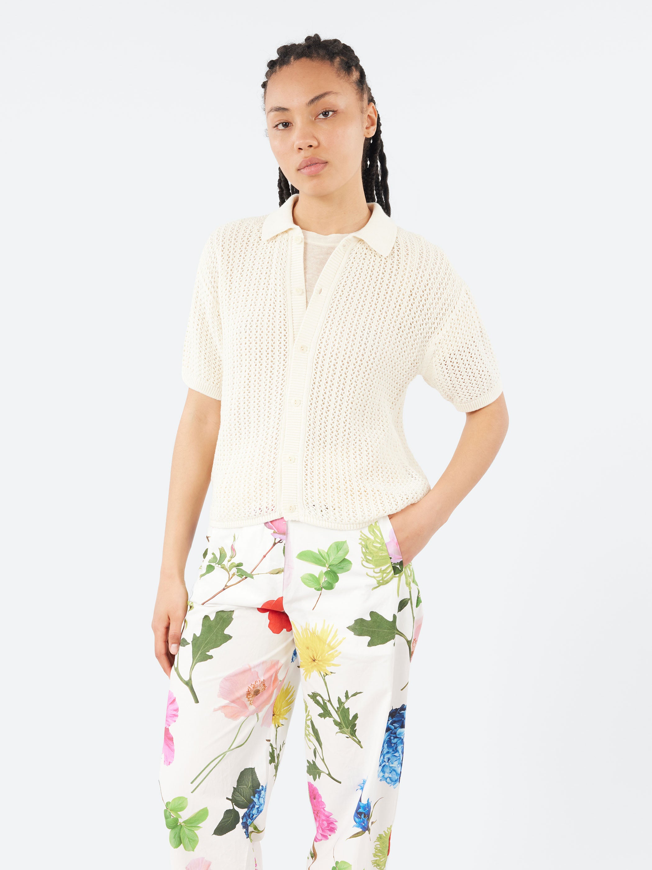 KNIT02 Crochet Knit Shirt