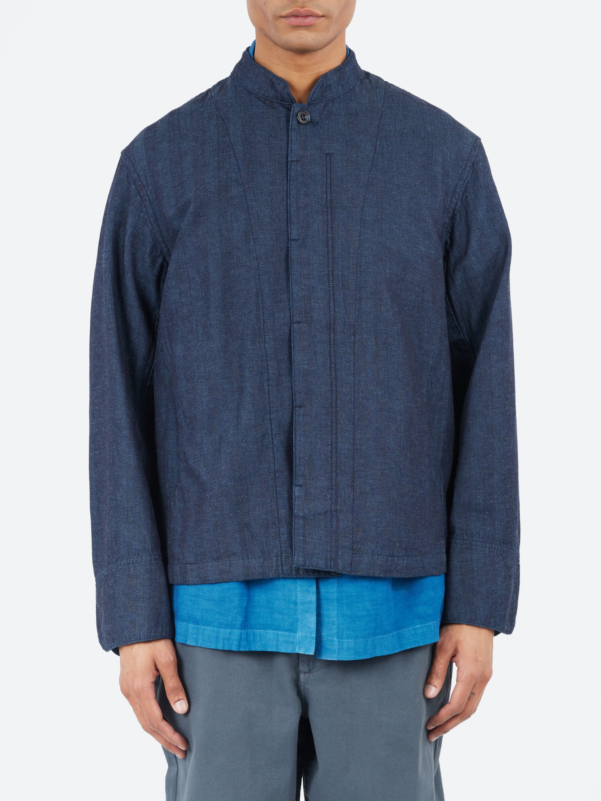 Herringbone Stand-Up Collar Jacket