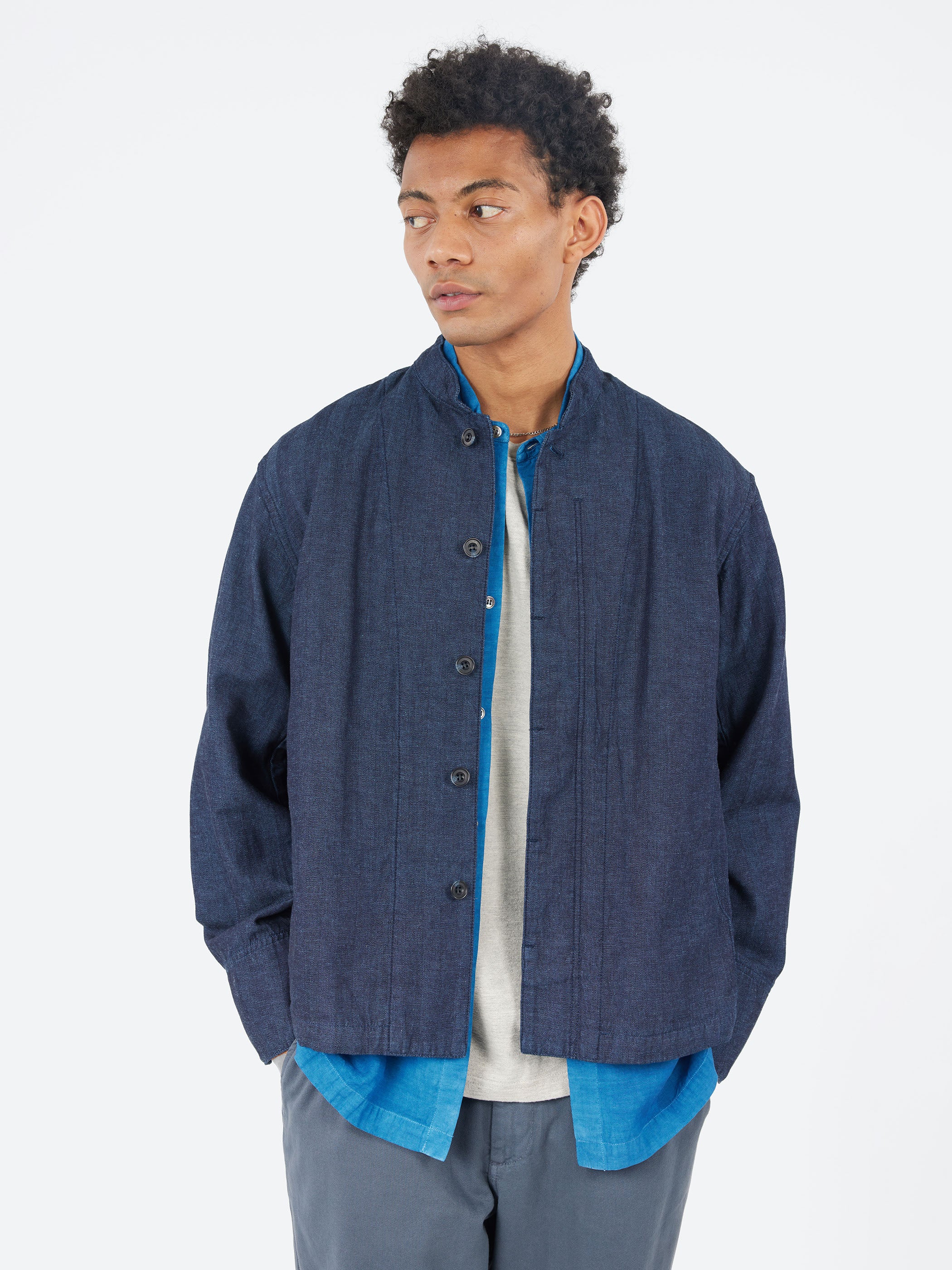Herringbone Stand-Up Collar Jacket