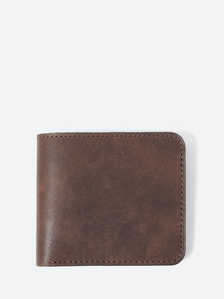 Nigel Cabourn - Leather Wallet Peat Label in Dark Brown