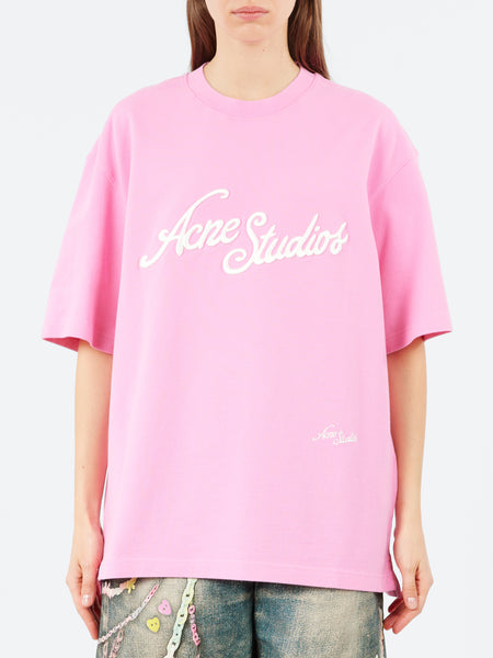トップス Acne Studio BLUE ROSE Flower T Acne Studios Crop Tee Ice Blue Floral Embroidery Short