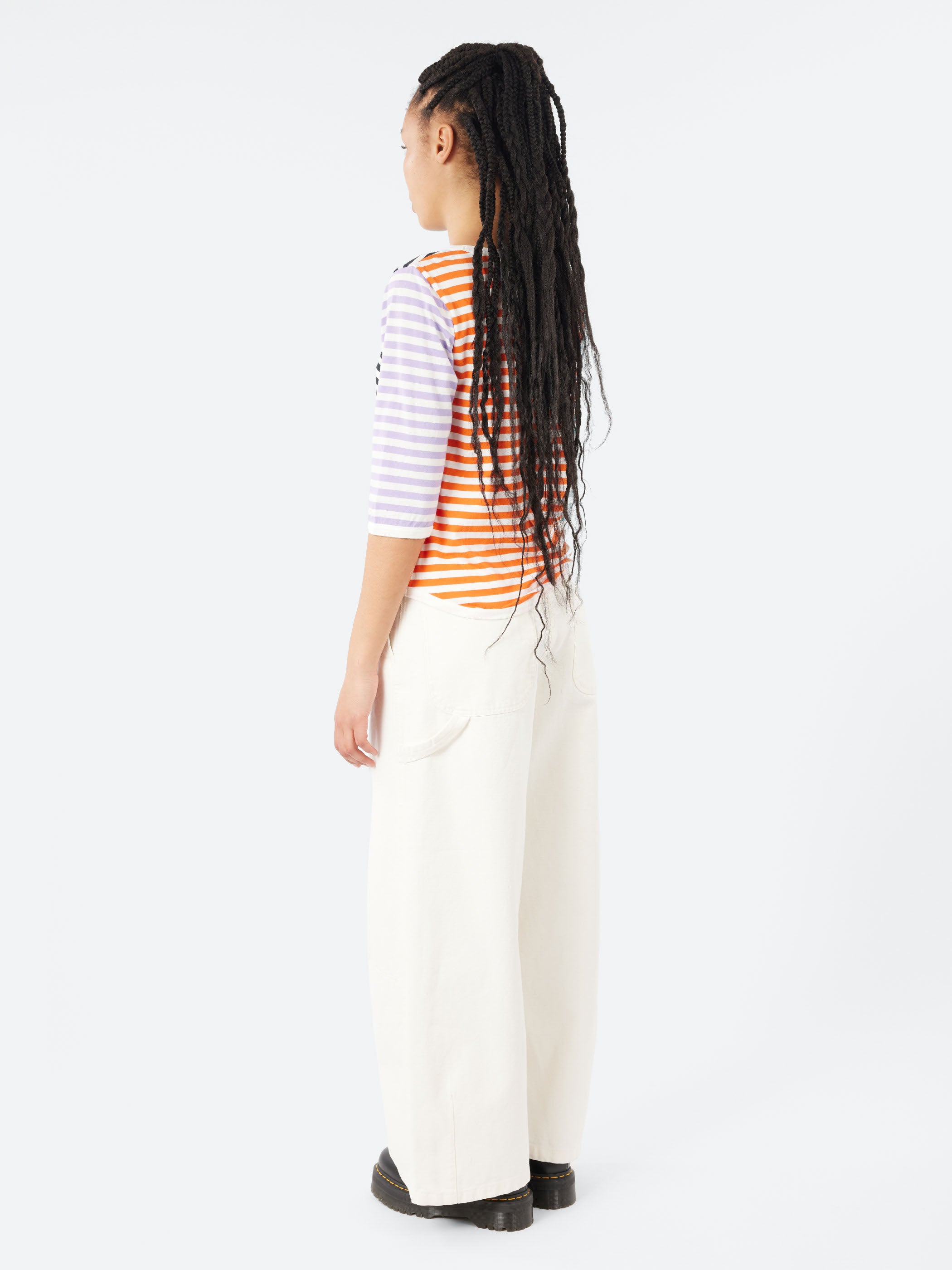3/4 Sleeve Border Boat Neck