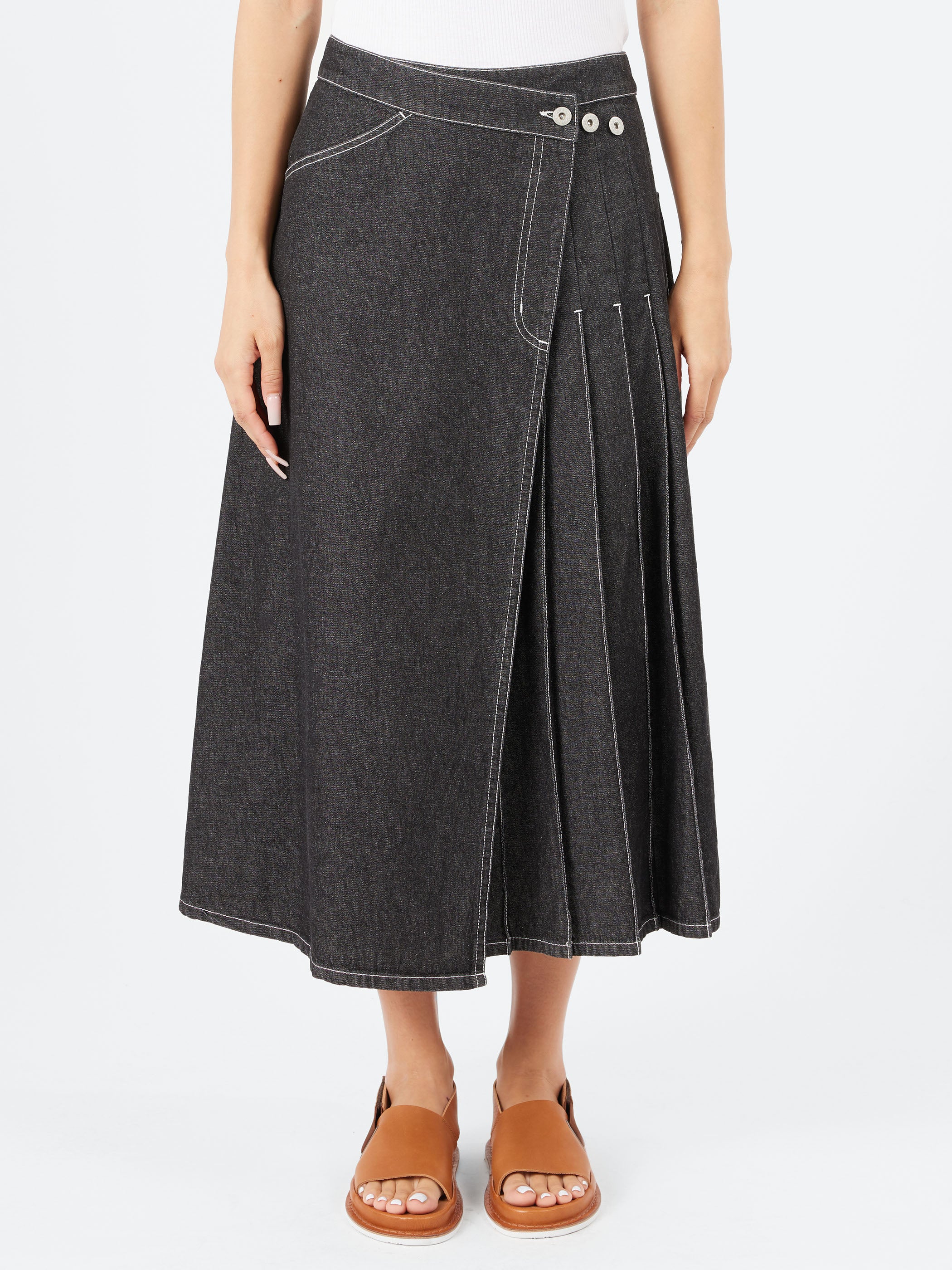 Pleated Wrap Skirt