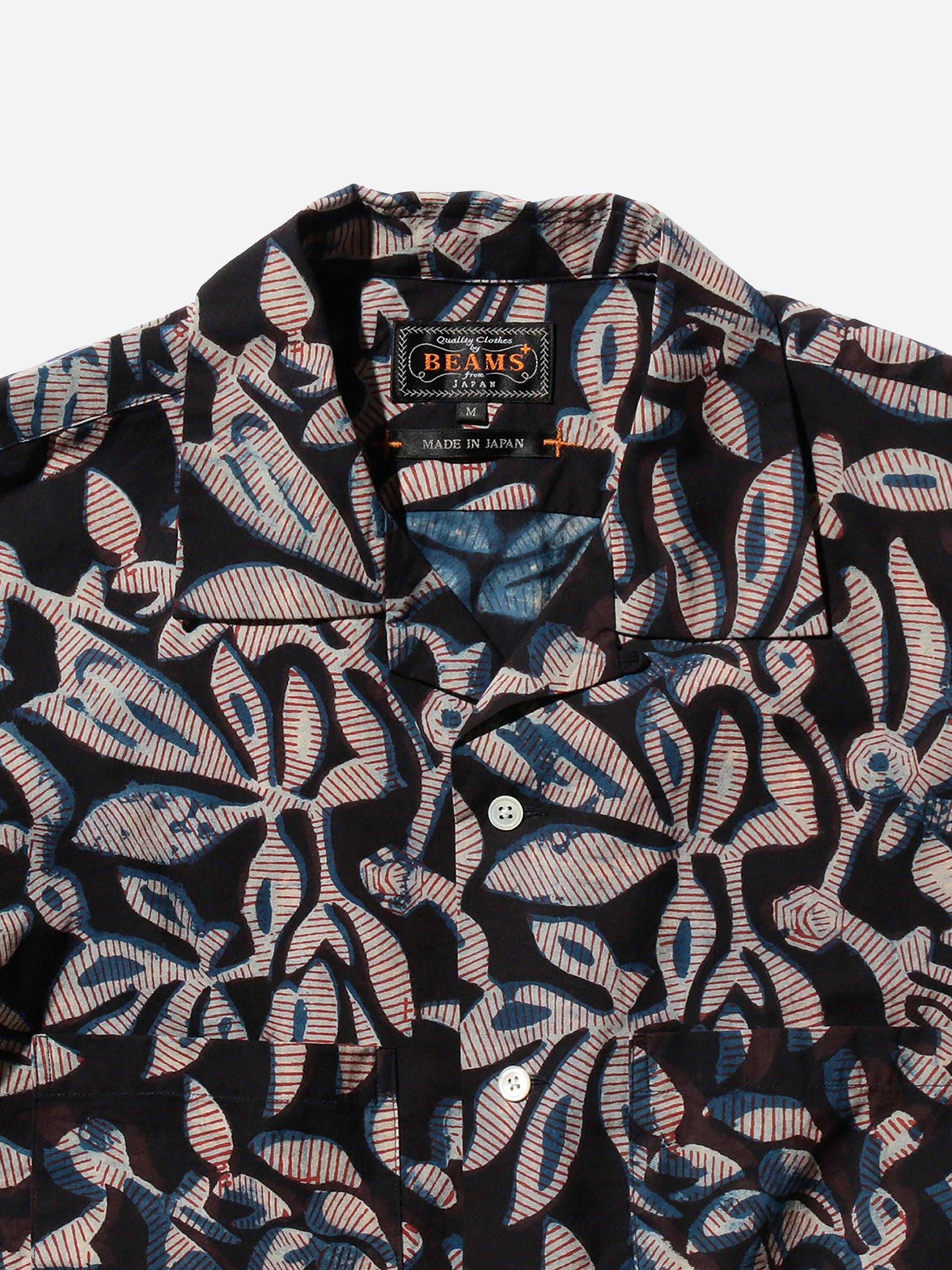 Block Print Open Collar Shirt