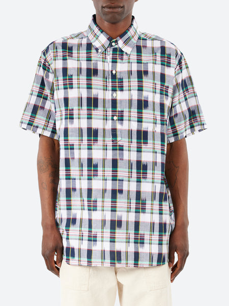 BEAMS PLUS - Classic Fit Ikat Madras Pullover Shirt in White