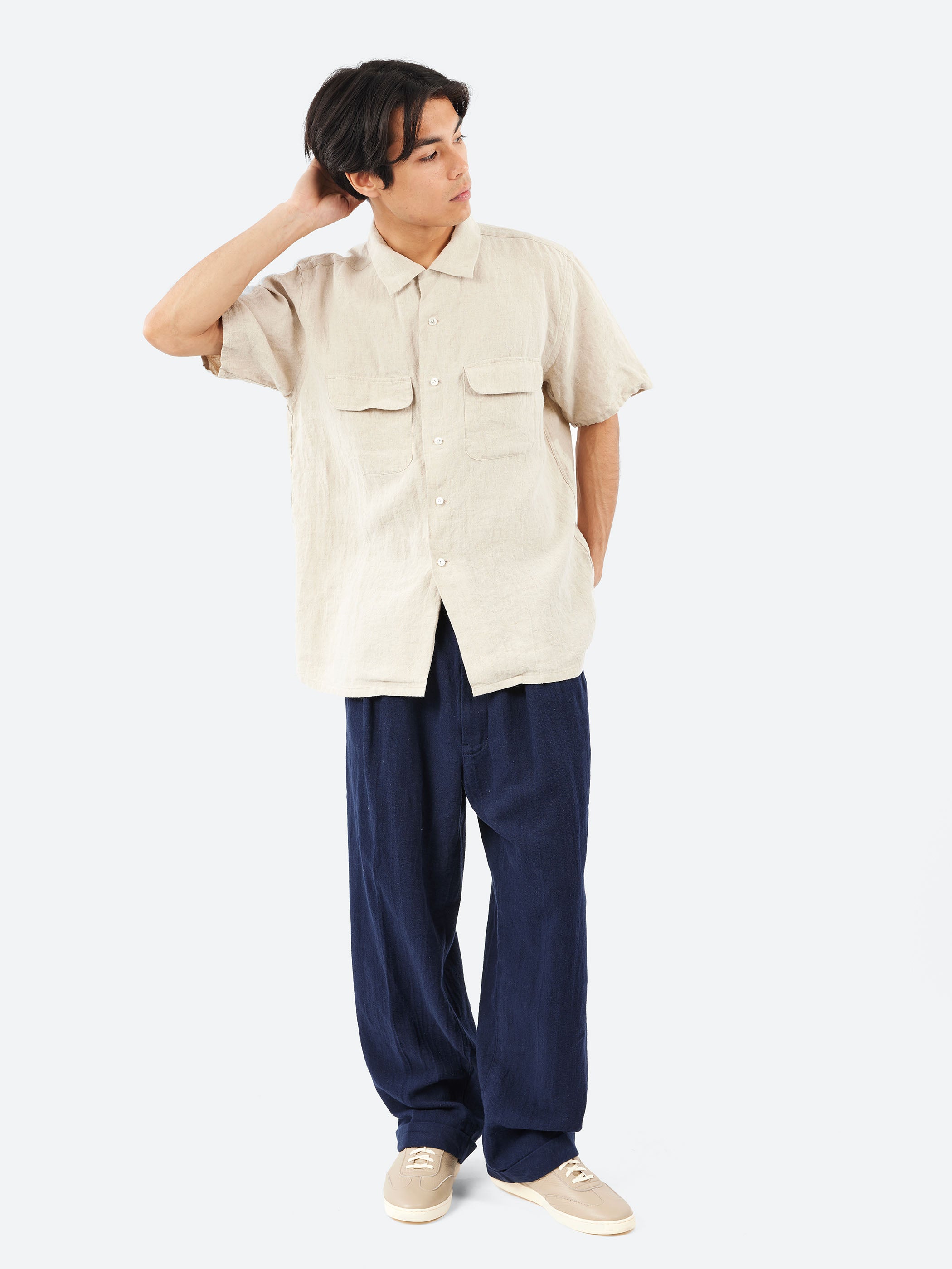 Open Collar Short Sleeve Shirt