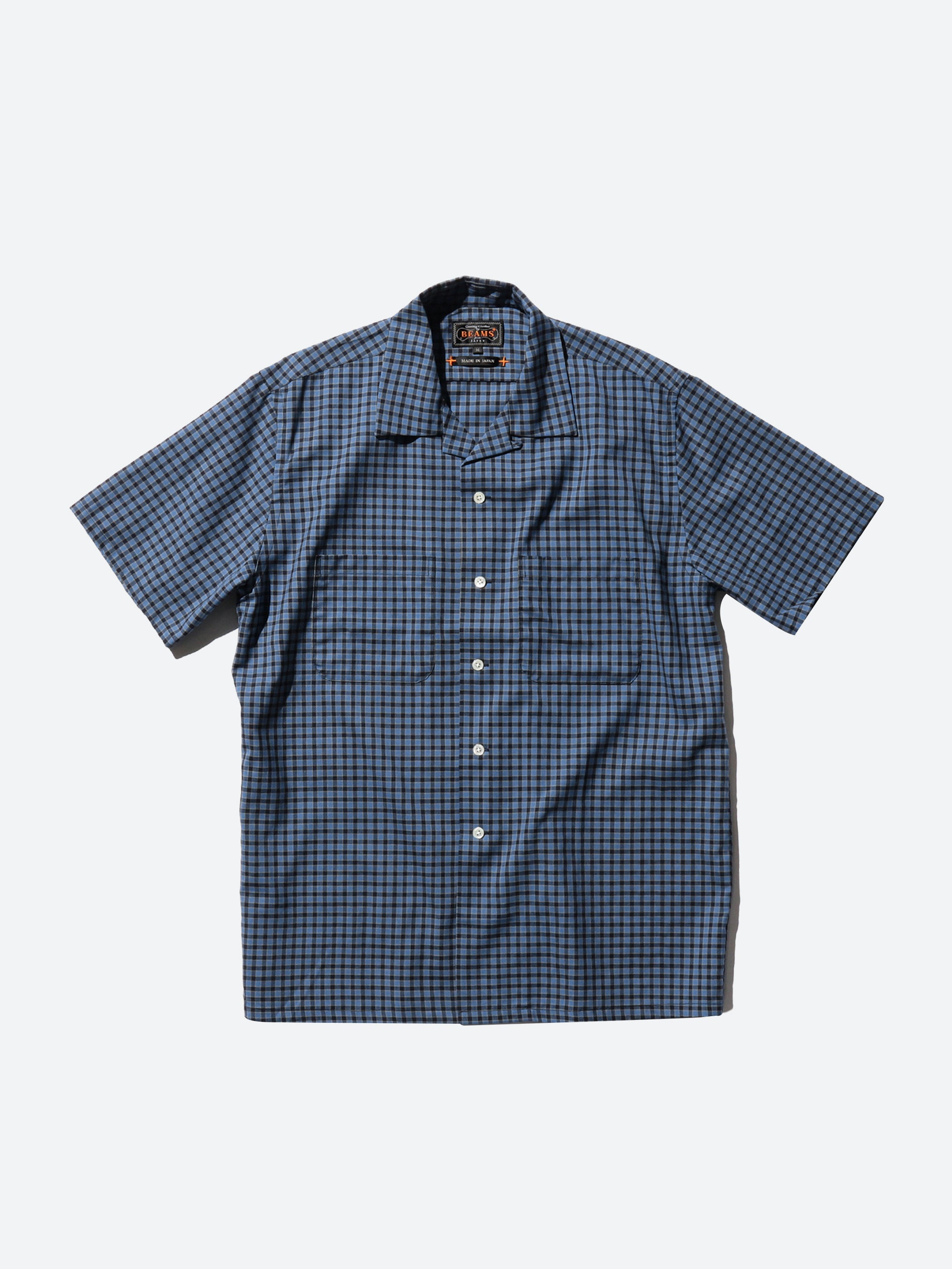 Plaid Open Collar Short Sleeve Shirt
