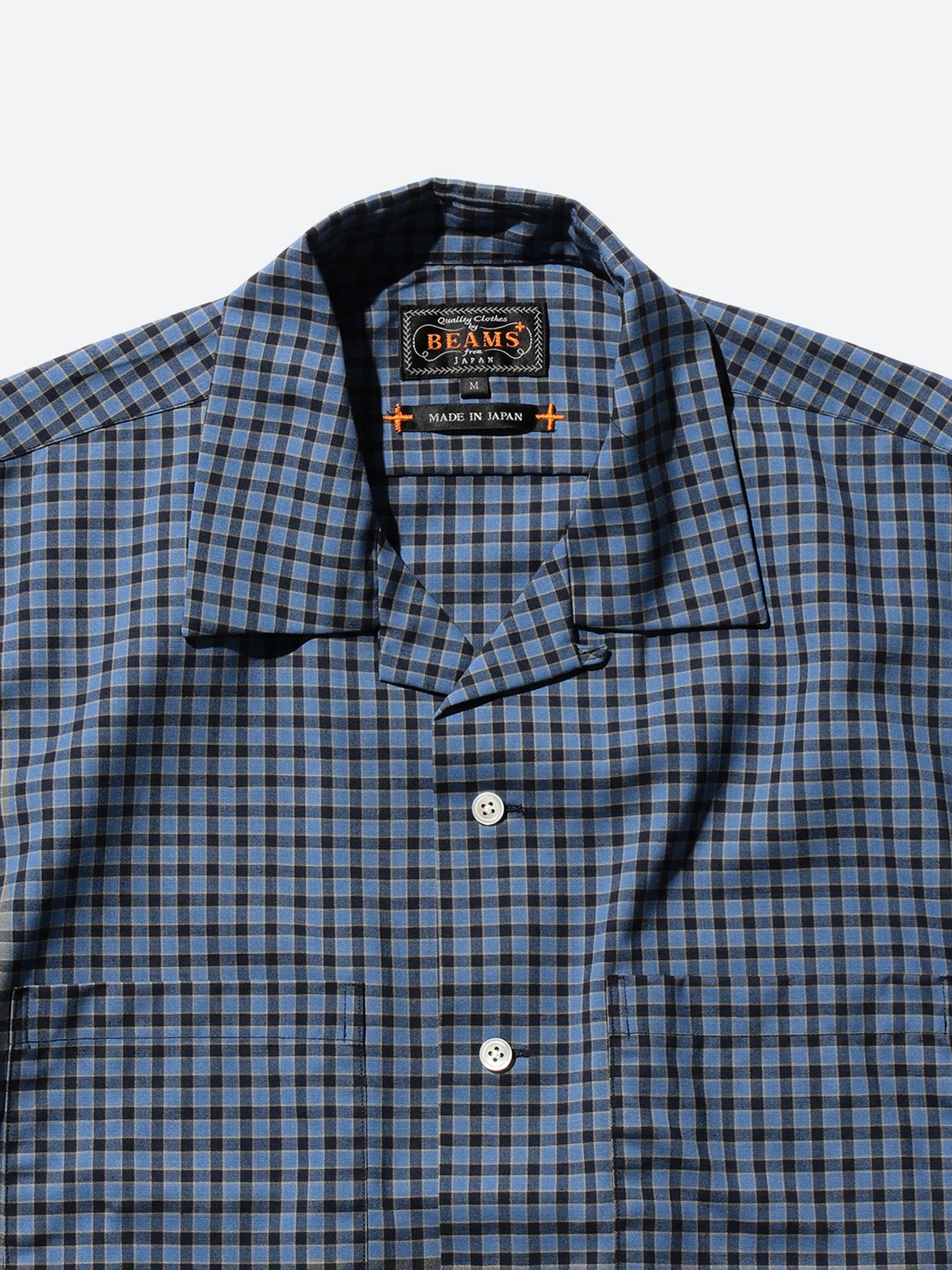 Plaid Open Collar Short Sleeve Shirt
