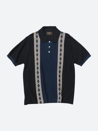 BEAMS PLUS Stripe Argyle Knit Polo