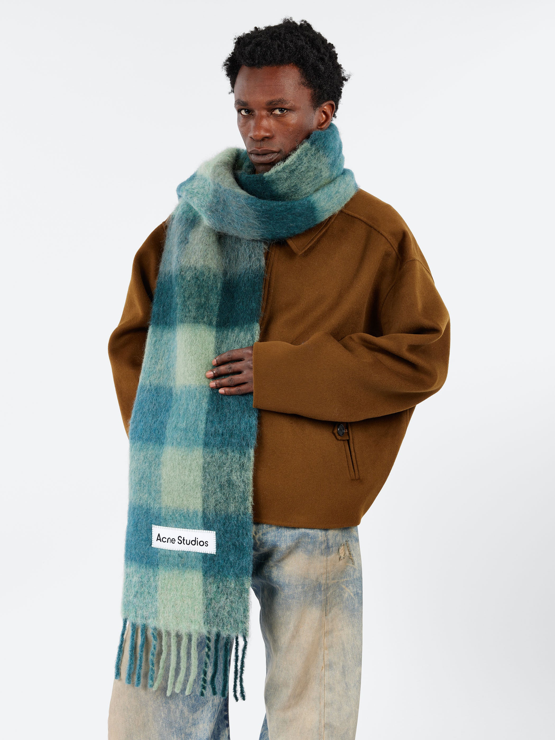 Mohair Checked Scarf