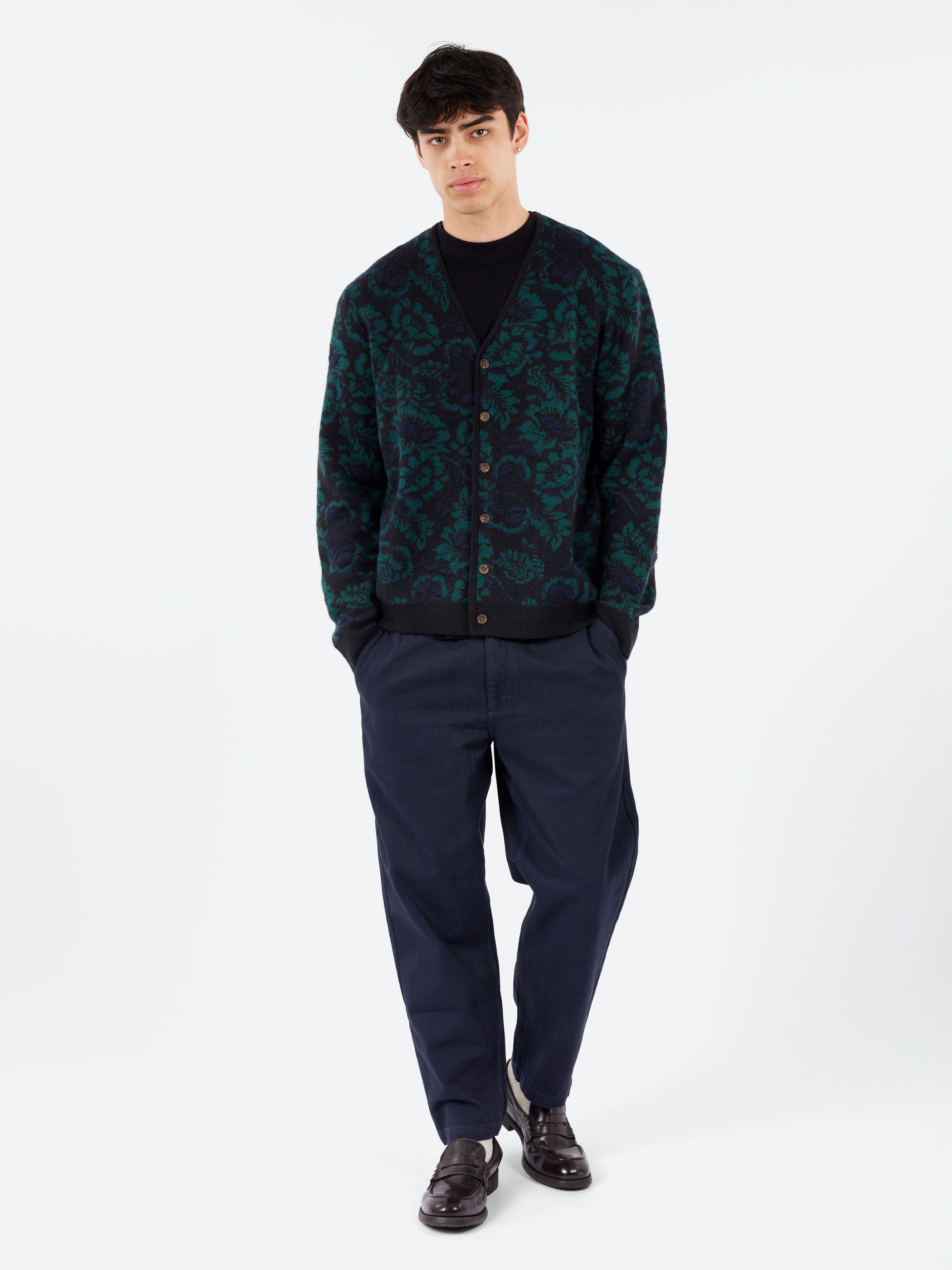 Wax London - Alban Cardigan in Black and Green – gravitypope