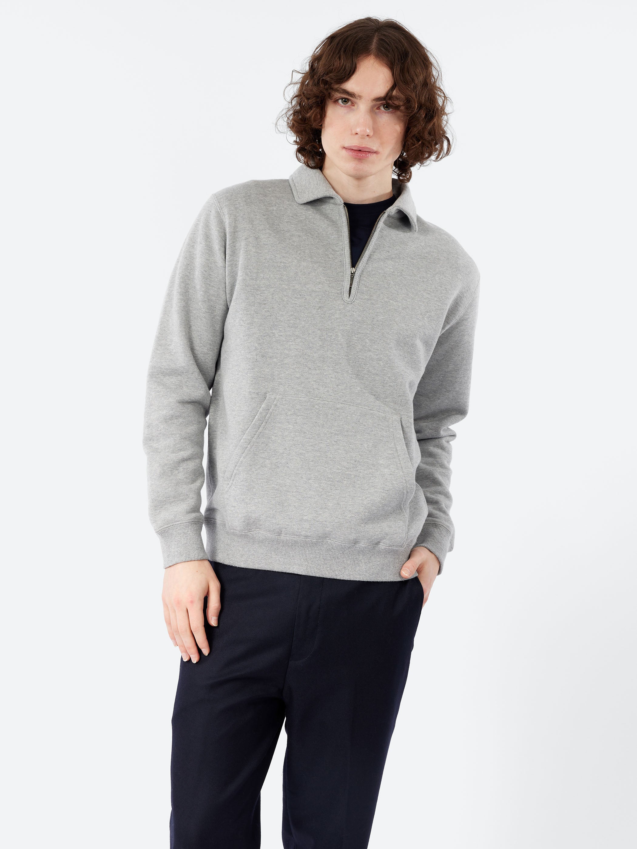 BEAMS PLUS - Sweat Half Zip in Heather Grey – gravitypope
