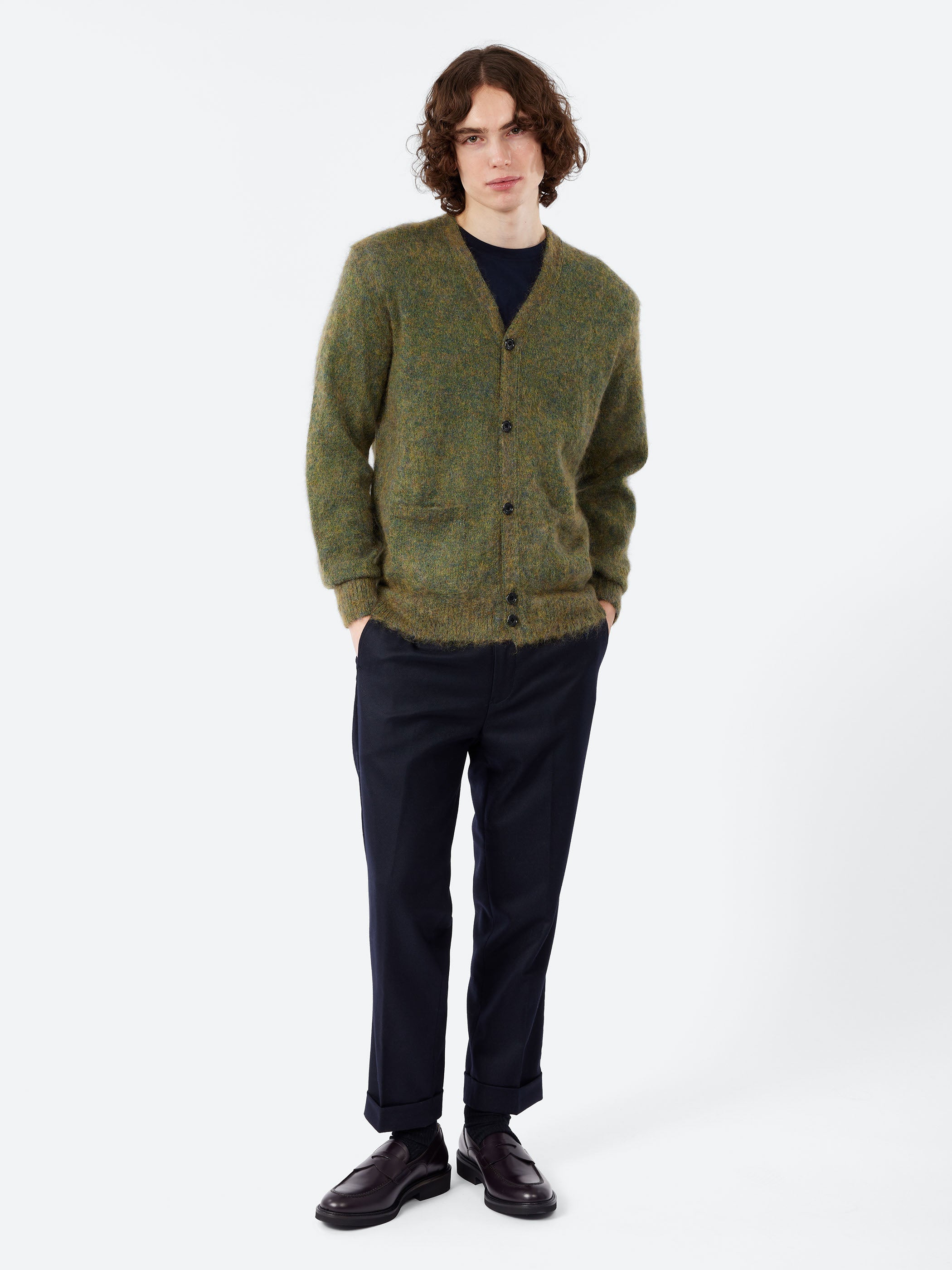 BEAMS PLUS - Stretch Mohair Cardigan in Green – gravitypope