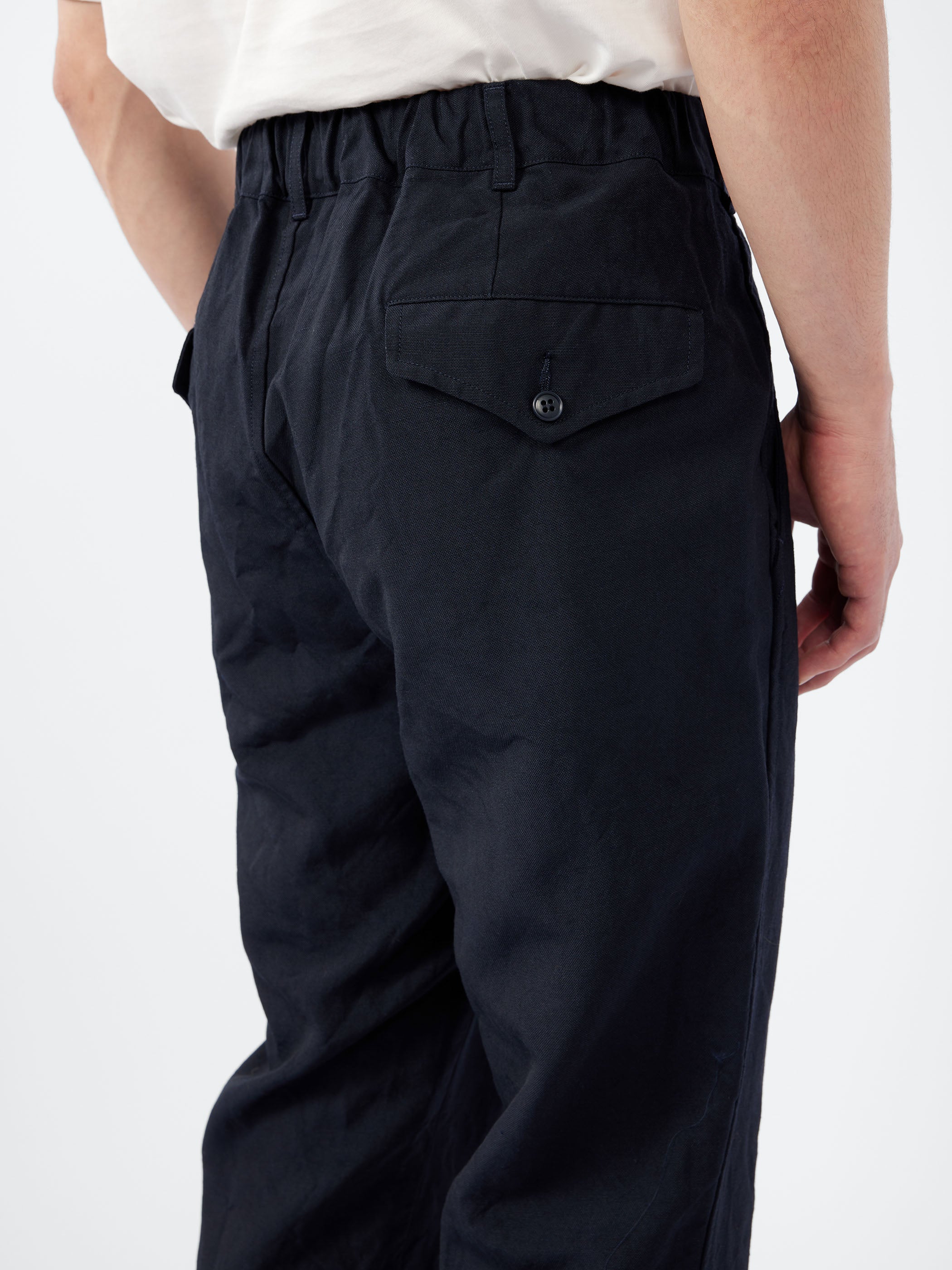 Sage de Cret - High Density Oxford Peg Top One-Tuck Pants in Navy
