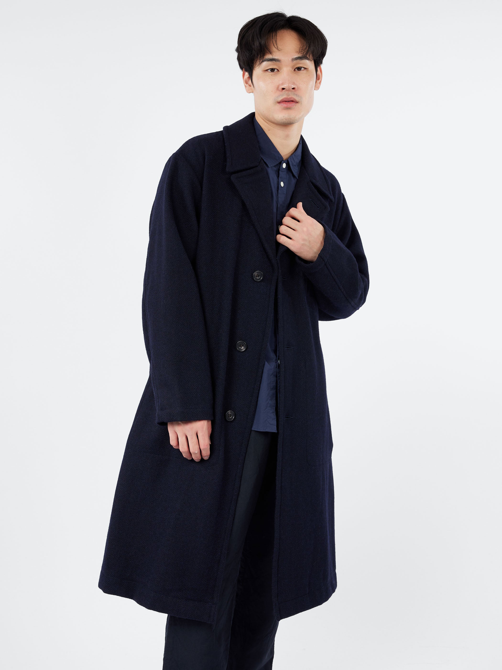 Harris Tweed Ulster Collar Long Coat