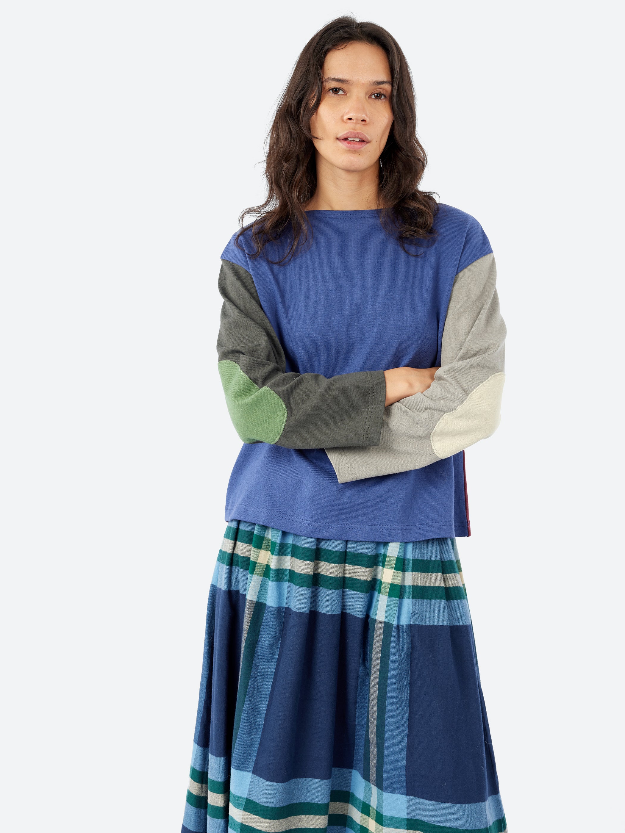 Elbow Patch Basque Long Sleeve T-Shirt