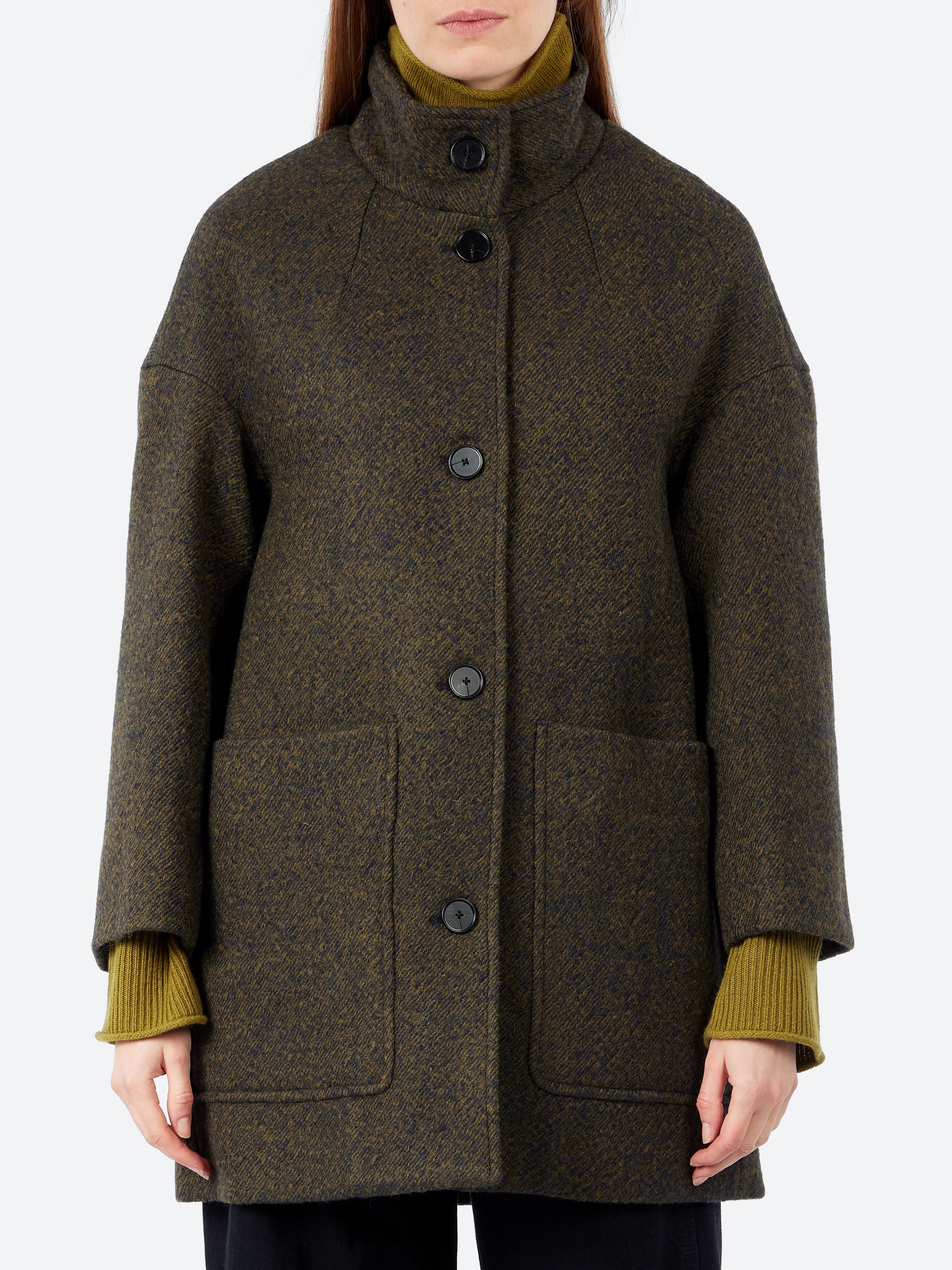 TOAST - Boiled Wool Twill Coat in Olive – gravitypope