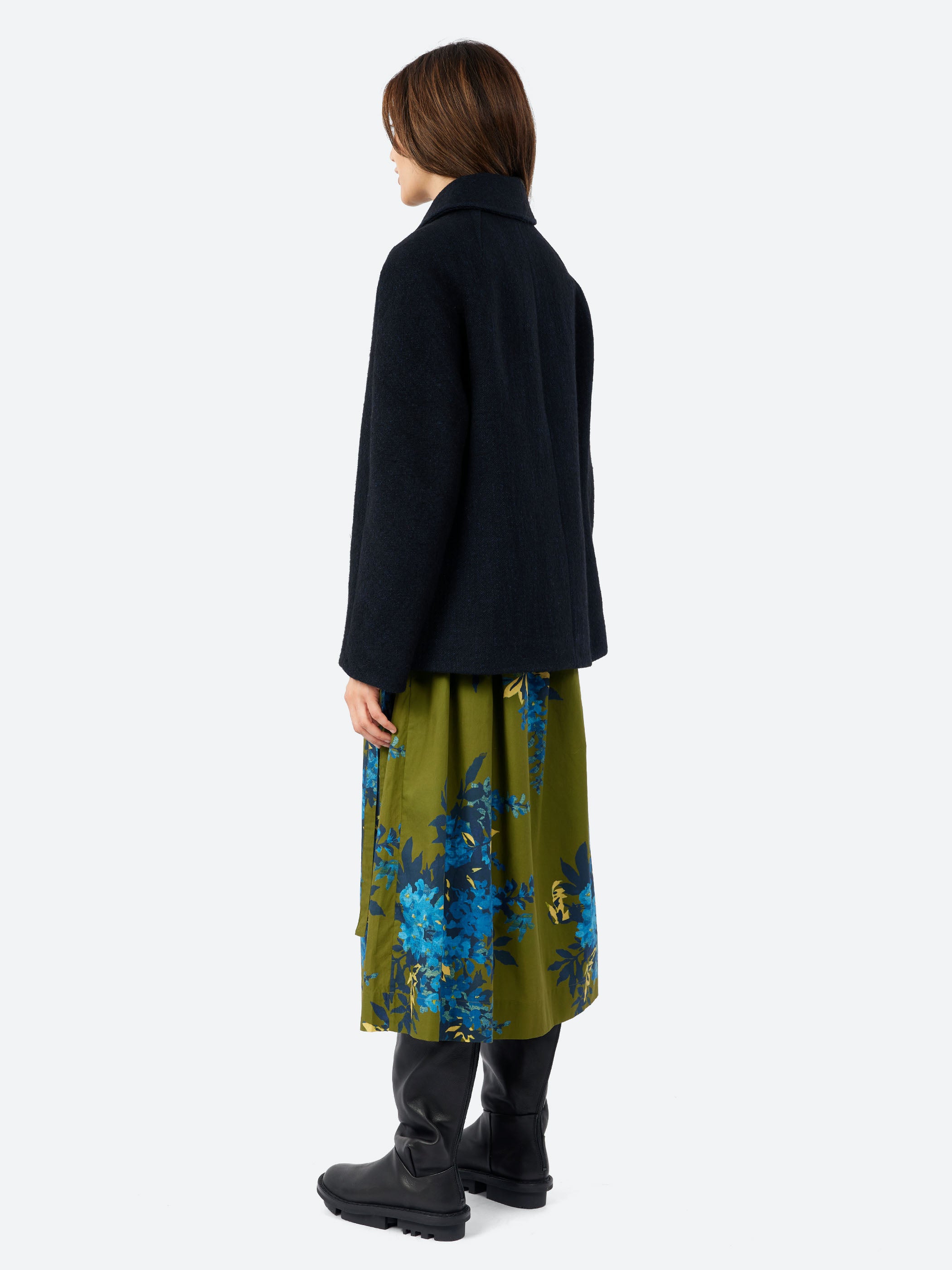 Boiled Wool Textured Short Coat