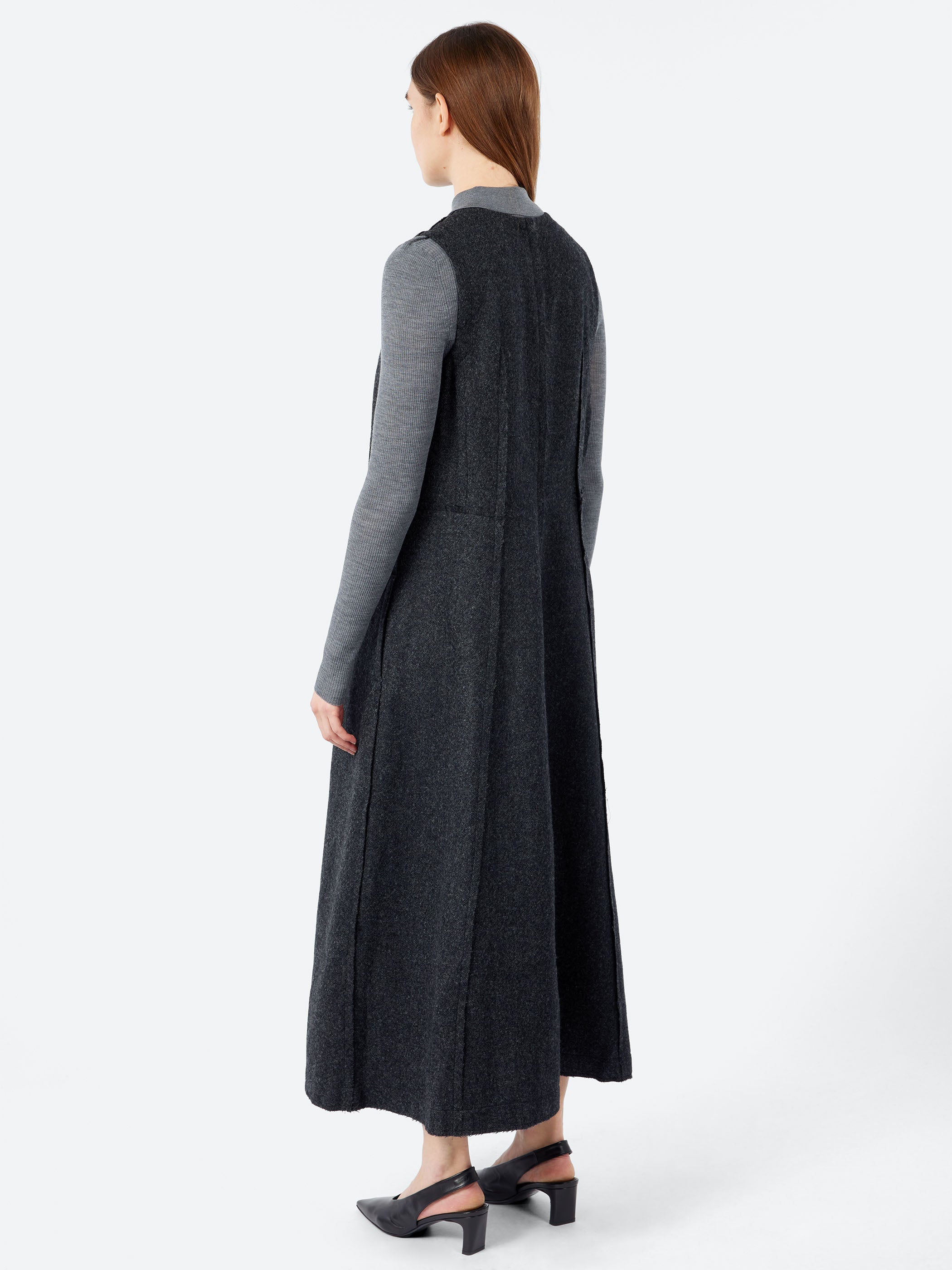 Boiled Wool Twill Lapped Seam Dress