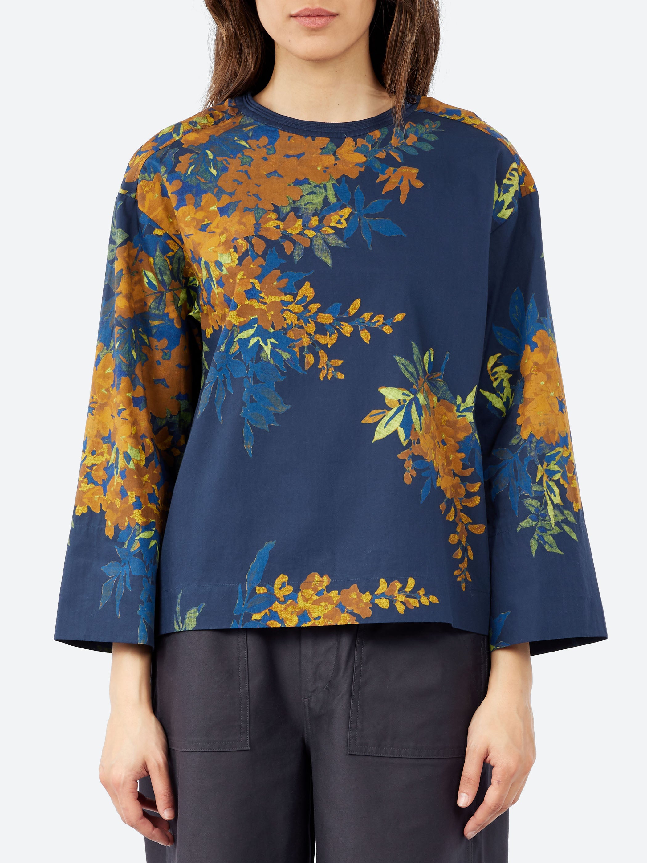 Botanical Shadow Print Cotton Top