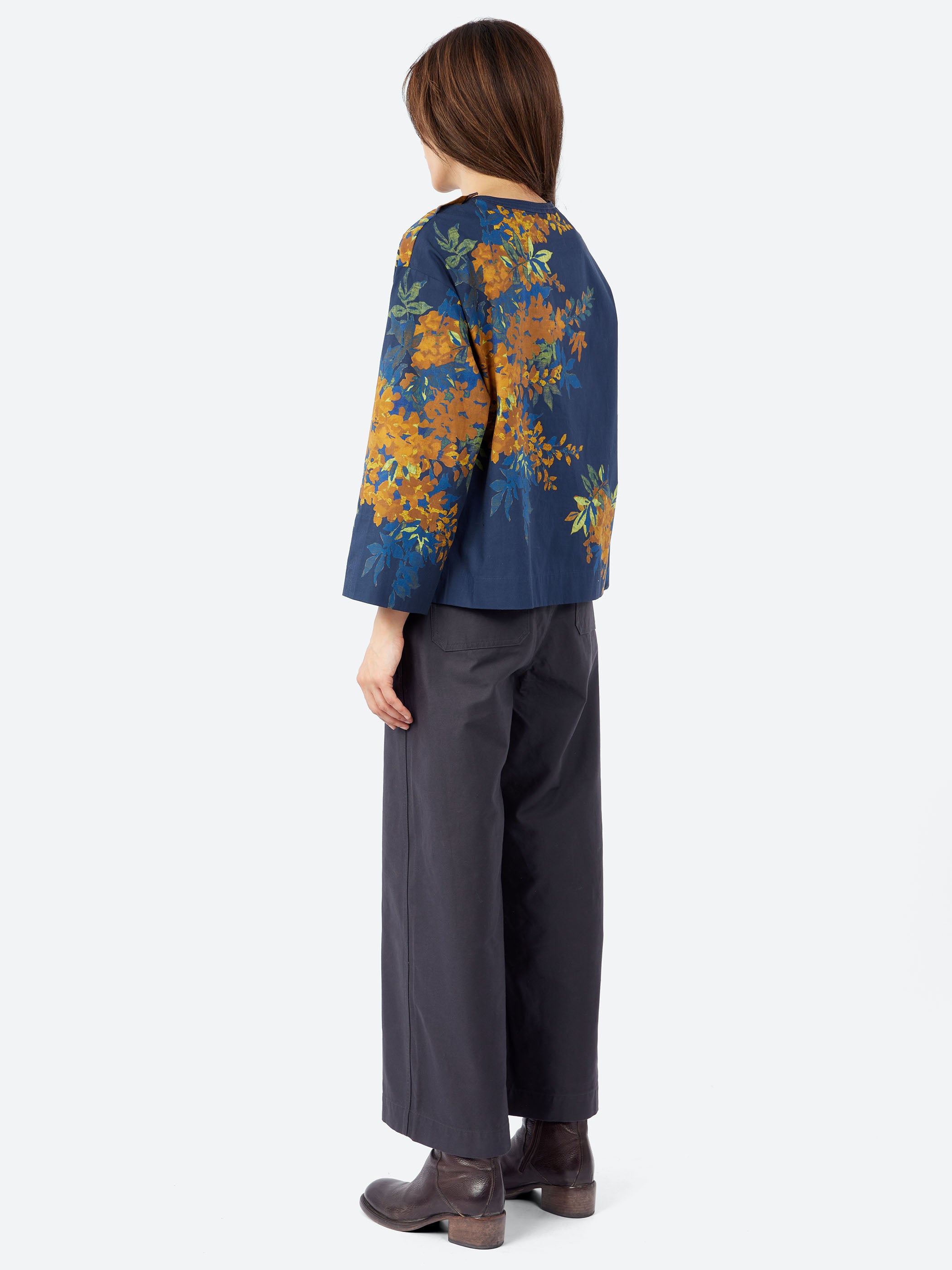 Botanical Shadow Print Cotton Top