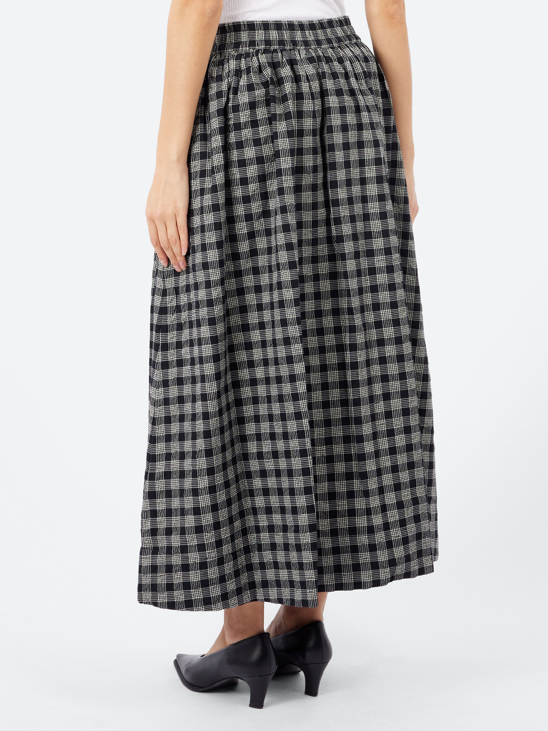 Binding Check Cotton Wool Seersucker Skirt