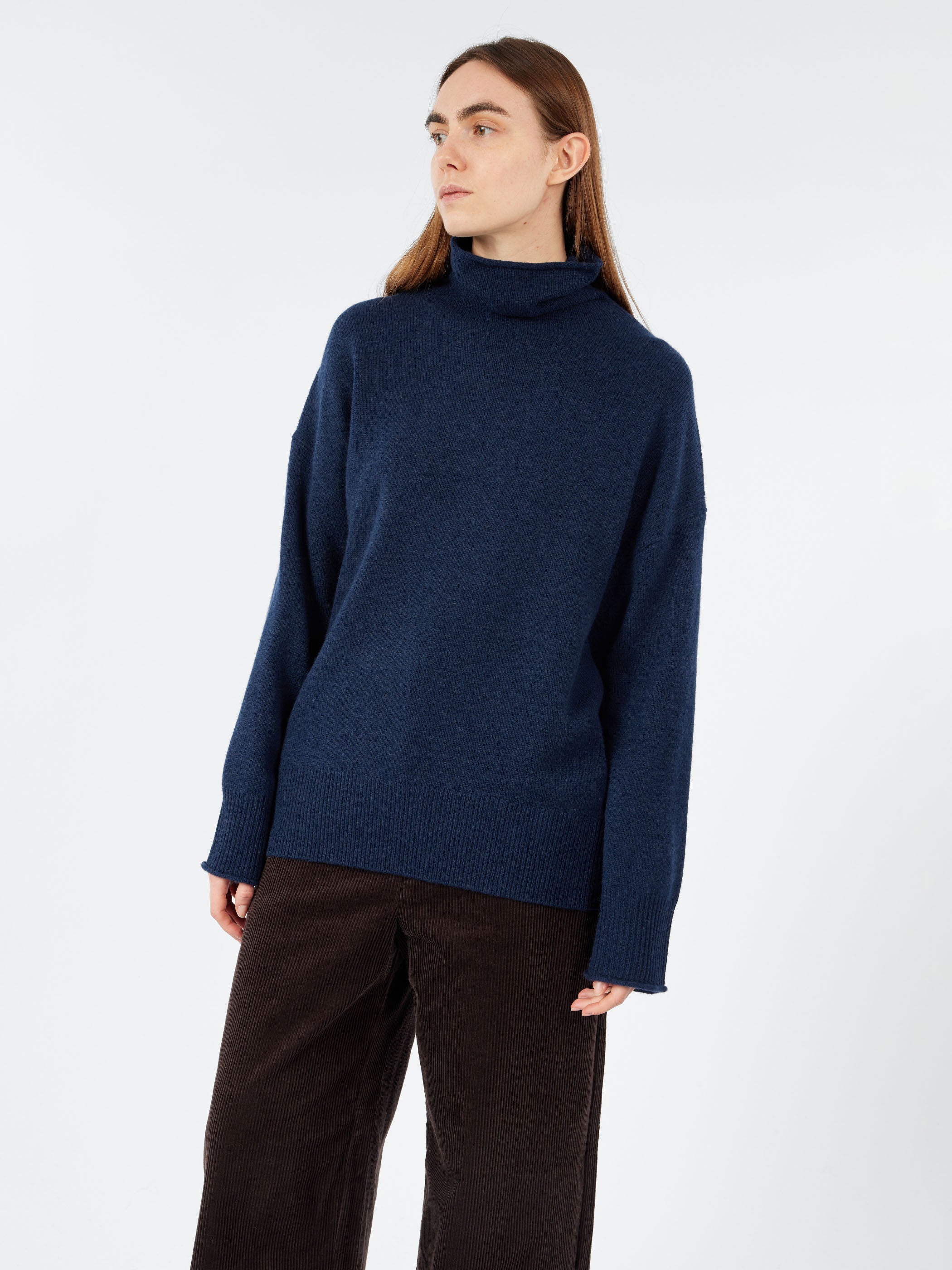 Roll Neck Wool Cashmere Sweater
