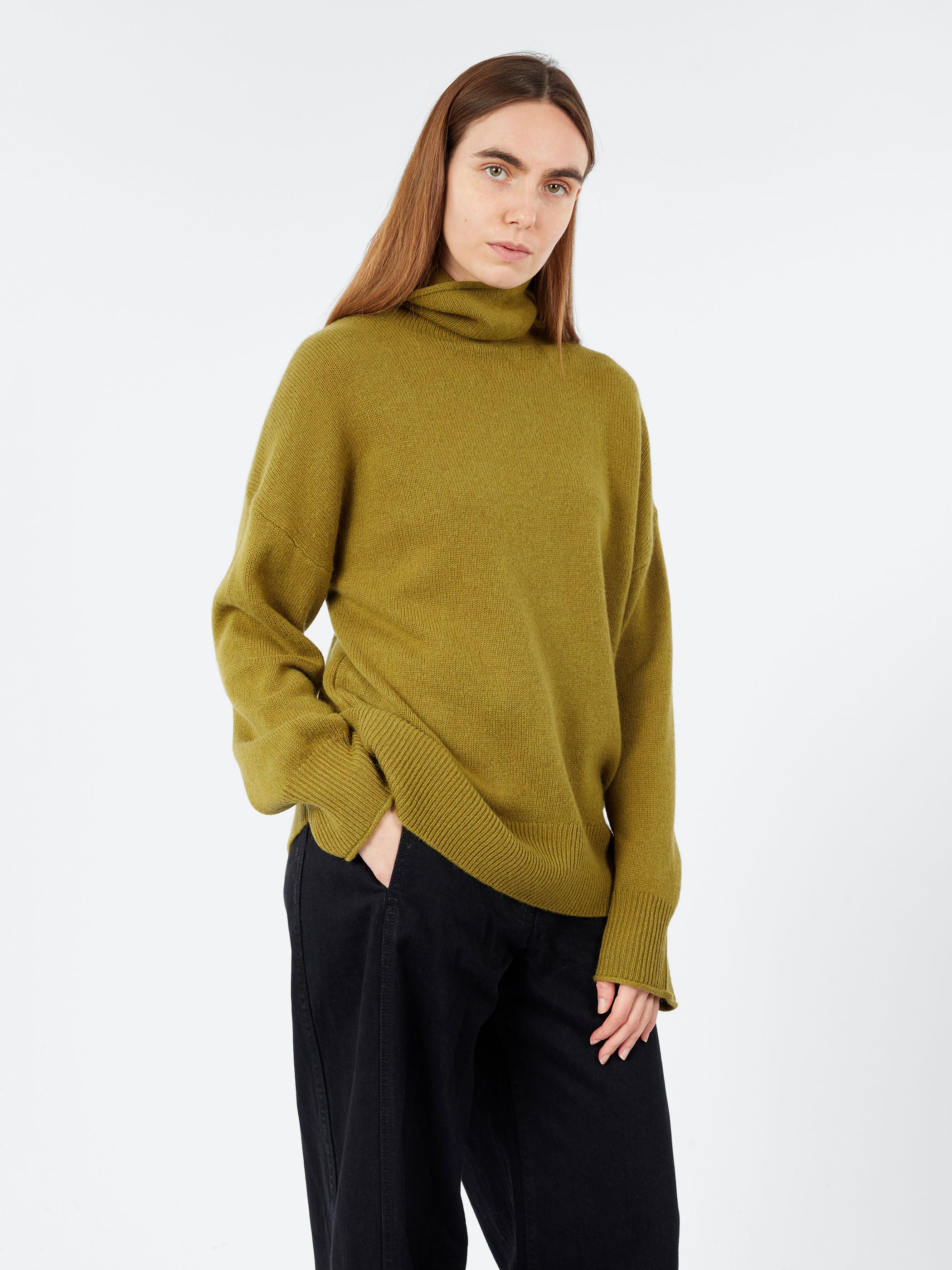 Roll Neck Wool Cashmere Sweater