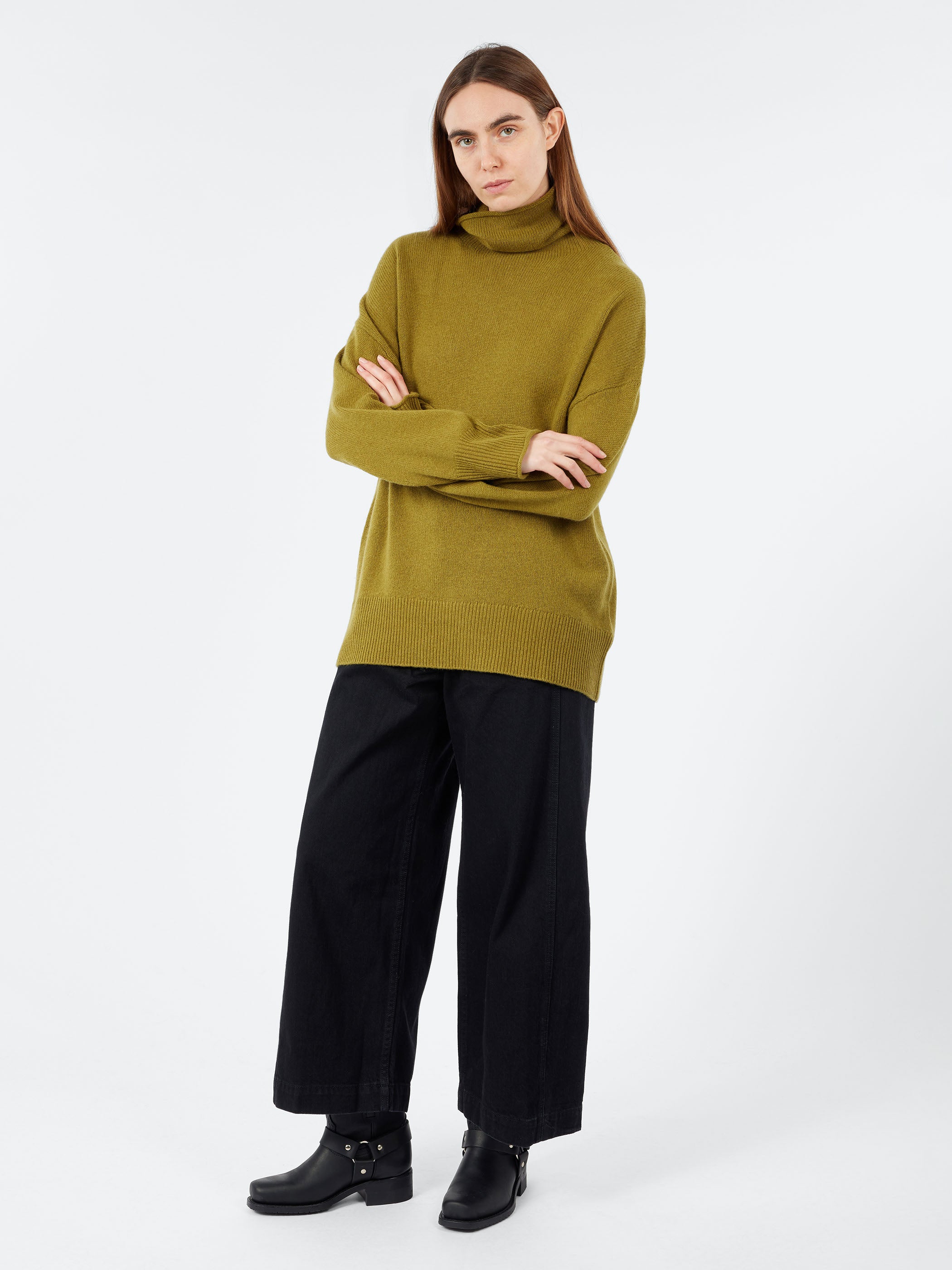 Roll Neck Wool Cashmere Sweater