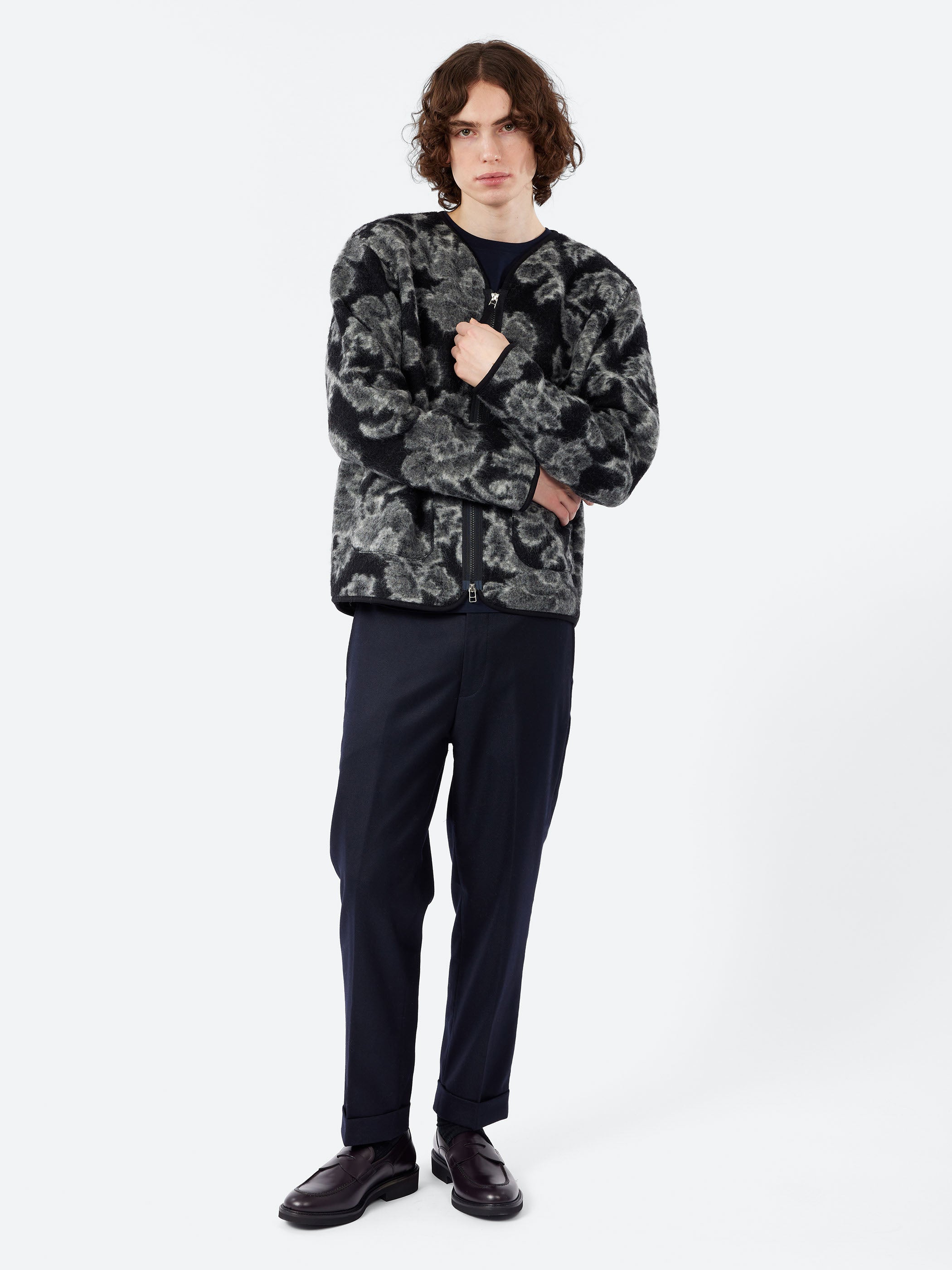 Flower Fleece Zip Liner Jacket