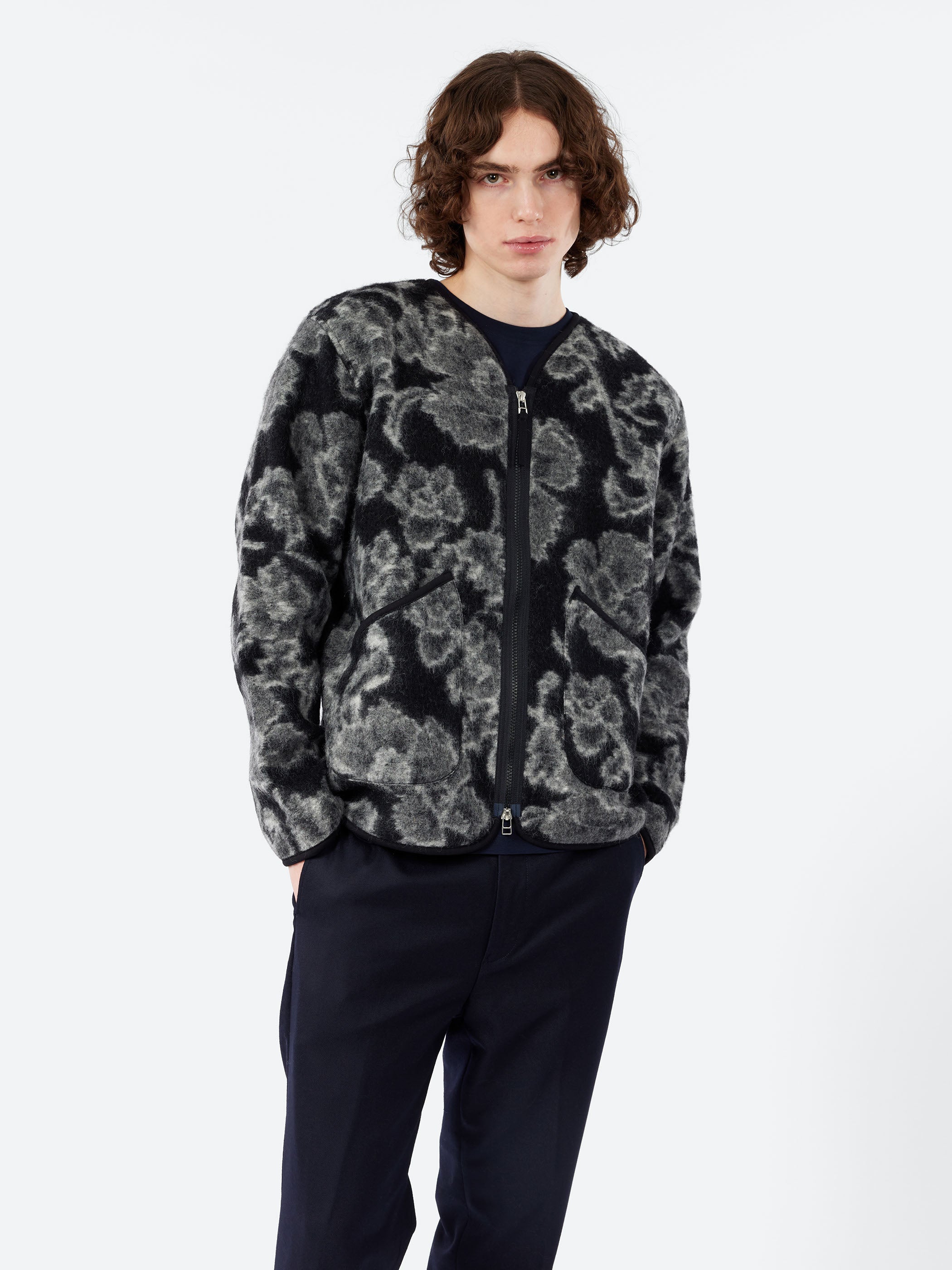 Flower Fleece Zip Liner Jacket